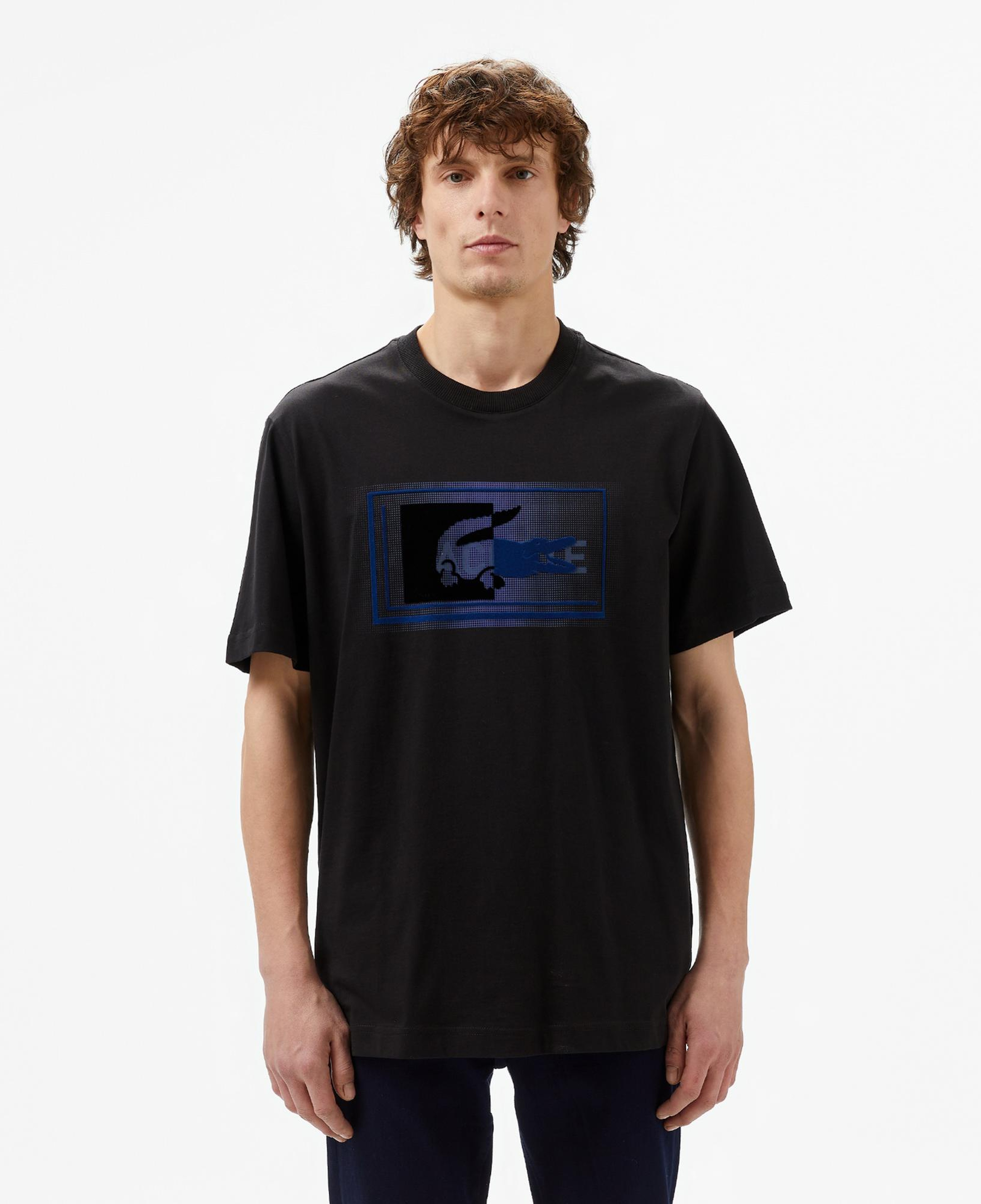 Lacoste Erkek Regular Fit Bisiklet Yaka Baskılı Siyah T-Shirt