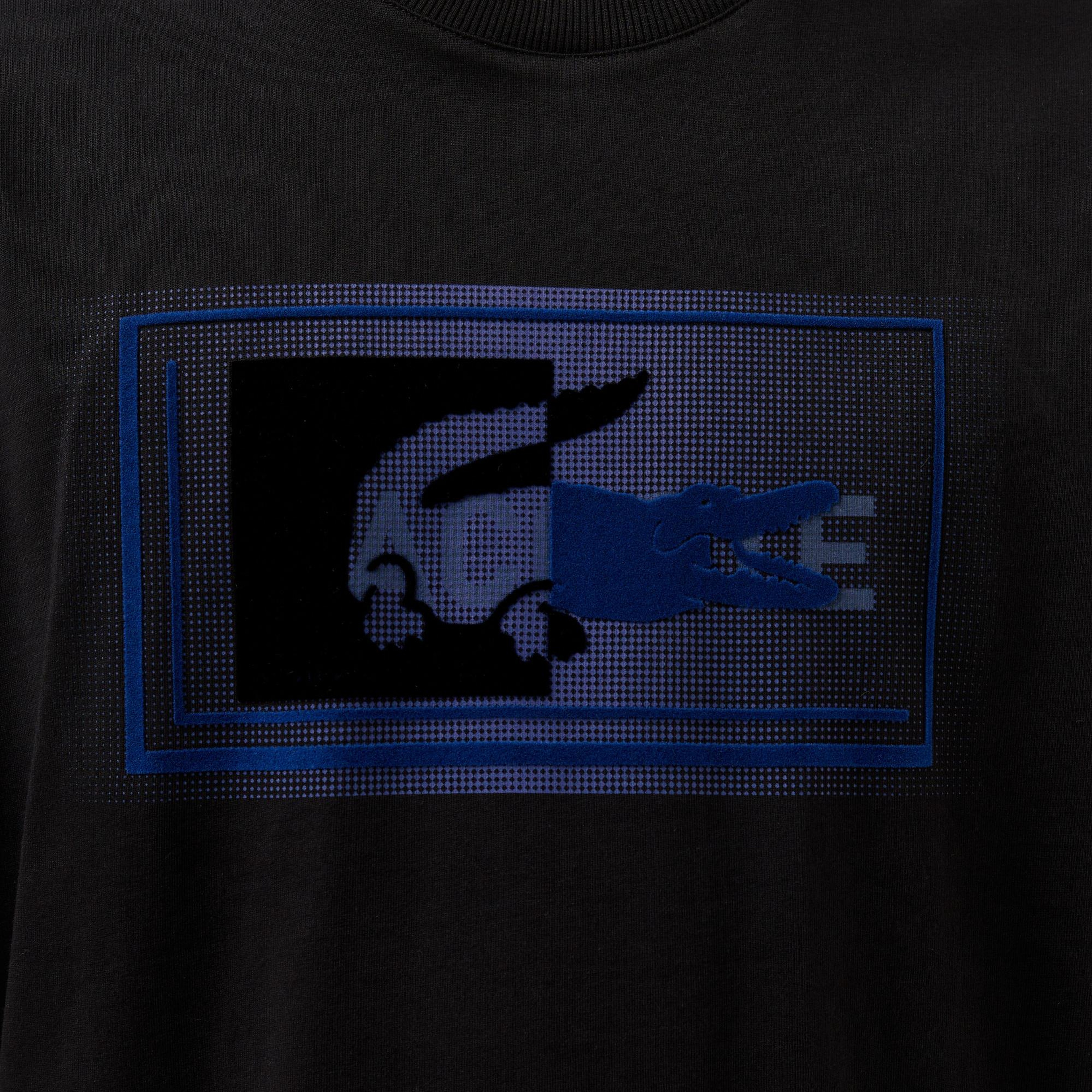 Lacoste Erkek Regular Fit Bisiklet Yaka Baskılı Siyah T-Shirt