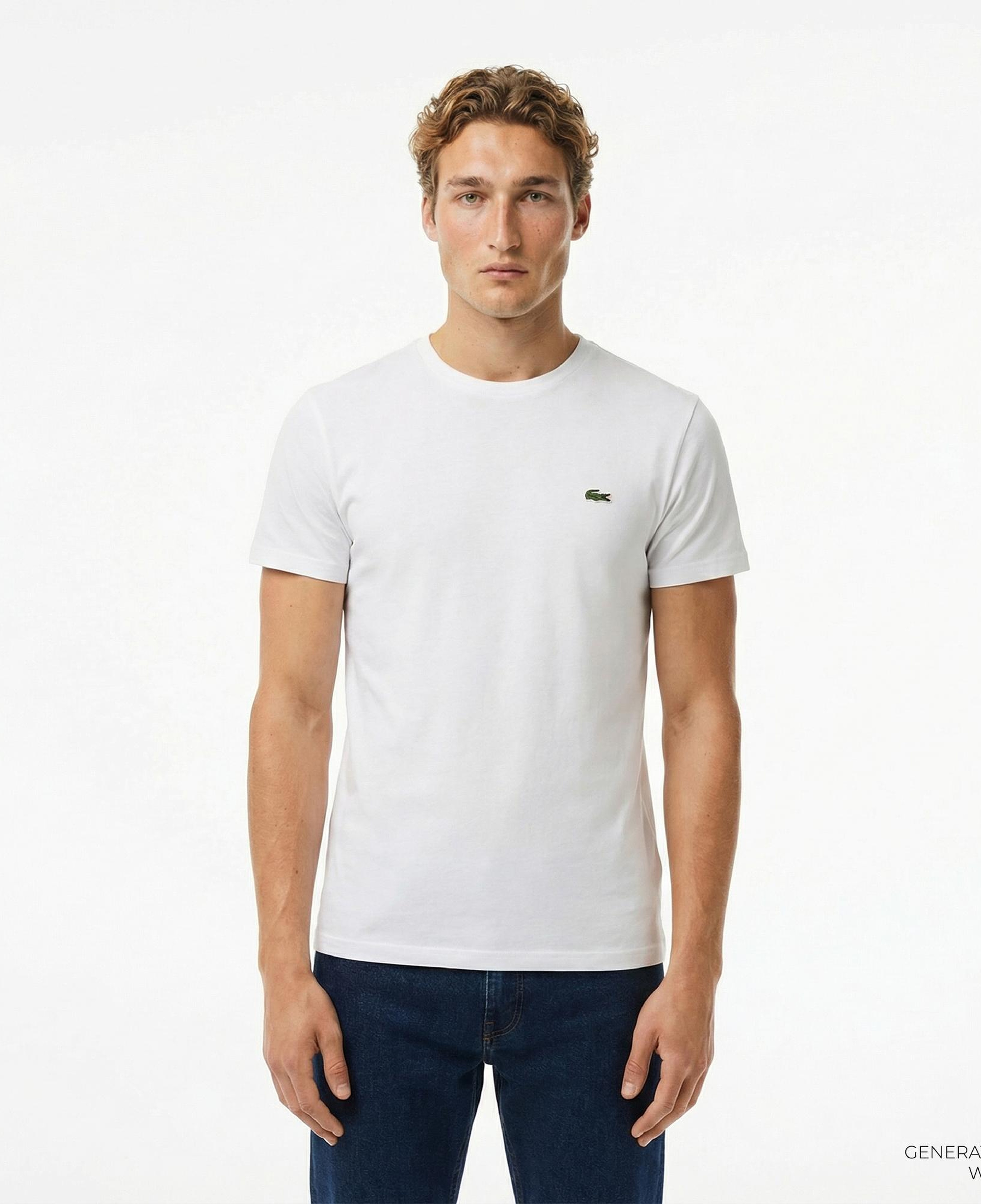 Lacoste Erkek Slim Fit Bisiklet Yaka Beyaz T-Shirt
