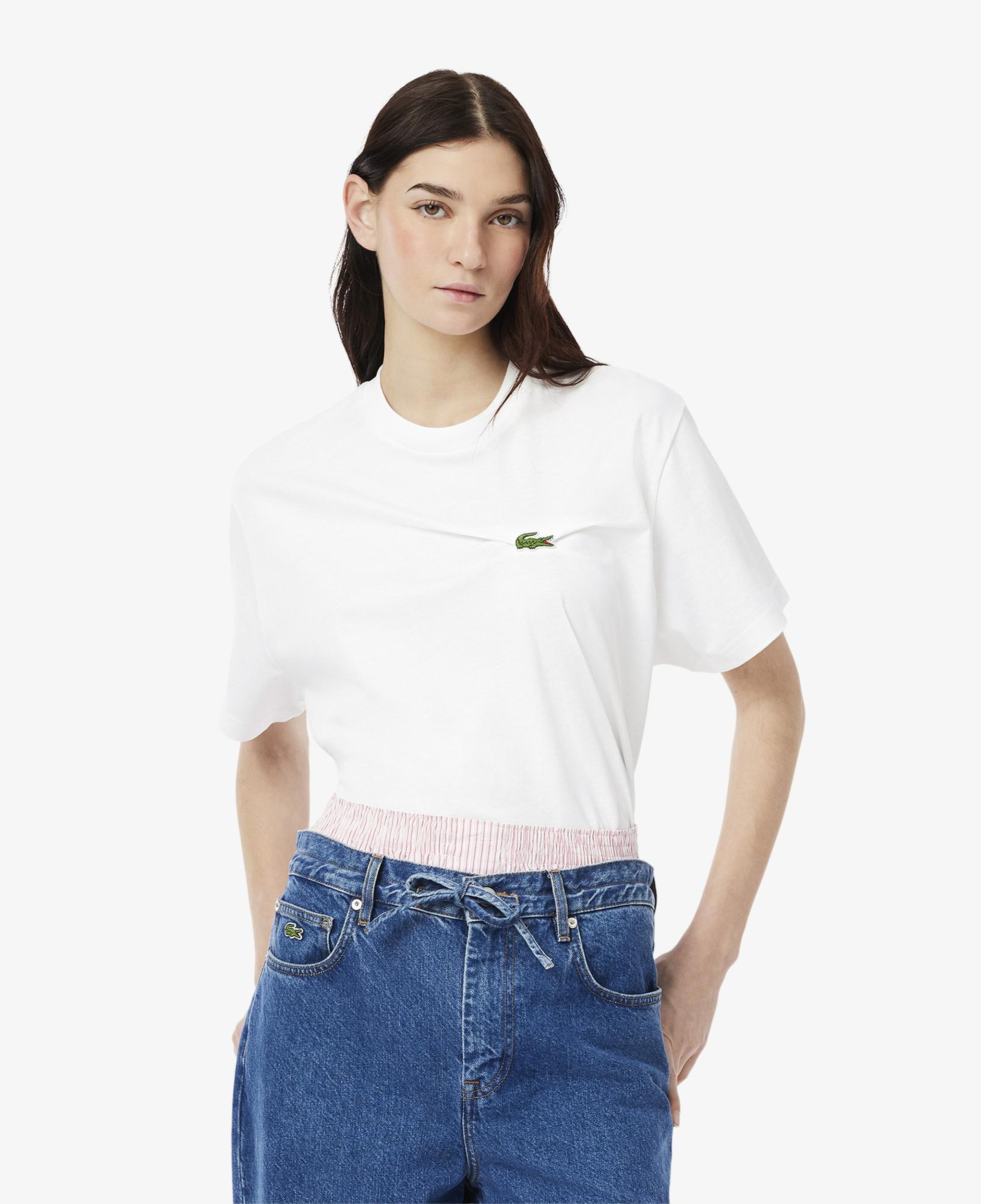 Lacoste Kadın Oversize Fit Bisiklet Yaka Beyaz T-Shirt