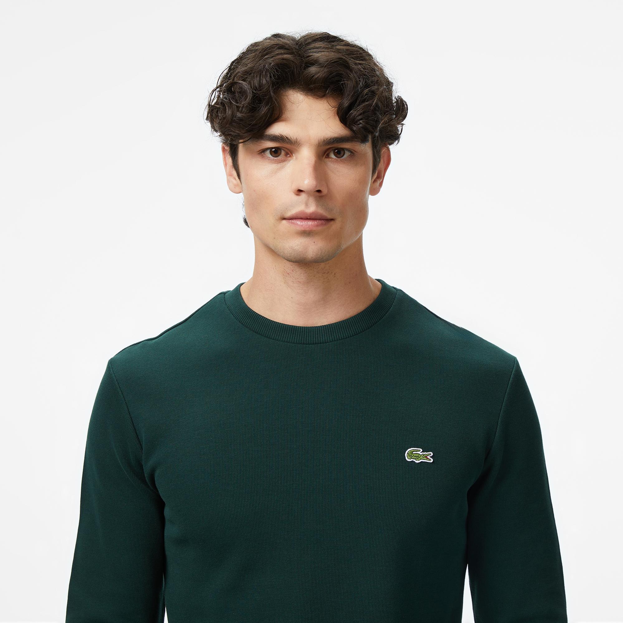 Lacoste Erkek Regular Fit Uzun Kollu Bisiklet Yaka Koyu Yeşil T-Shirt