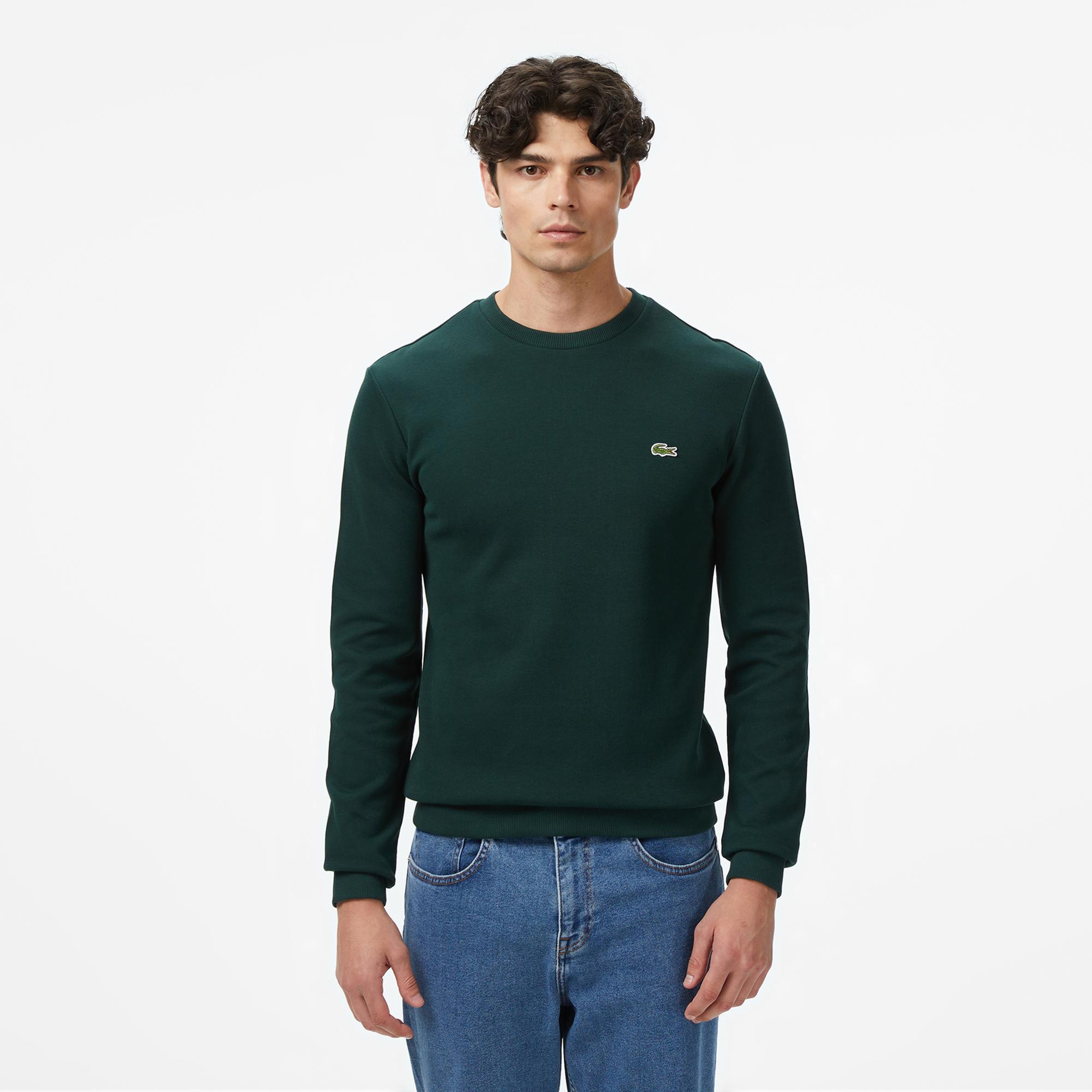 Lacoste Erkek Regular Fit Uzun Kollu Bisiklet Yaka Koyu Yeşil T-Shirt