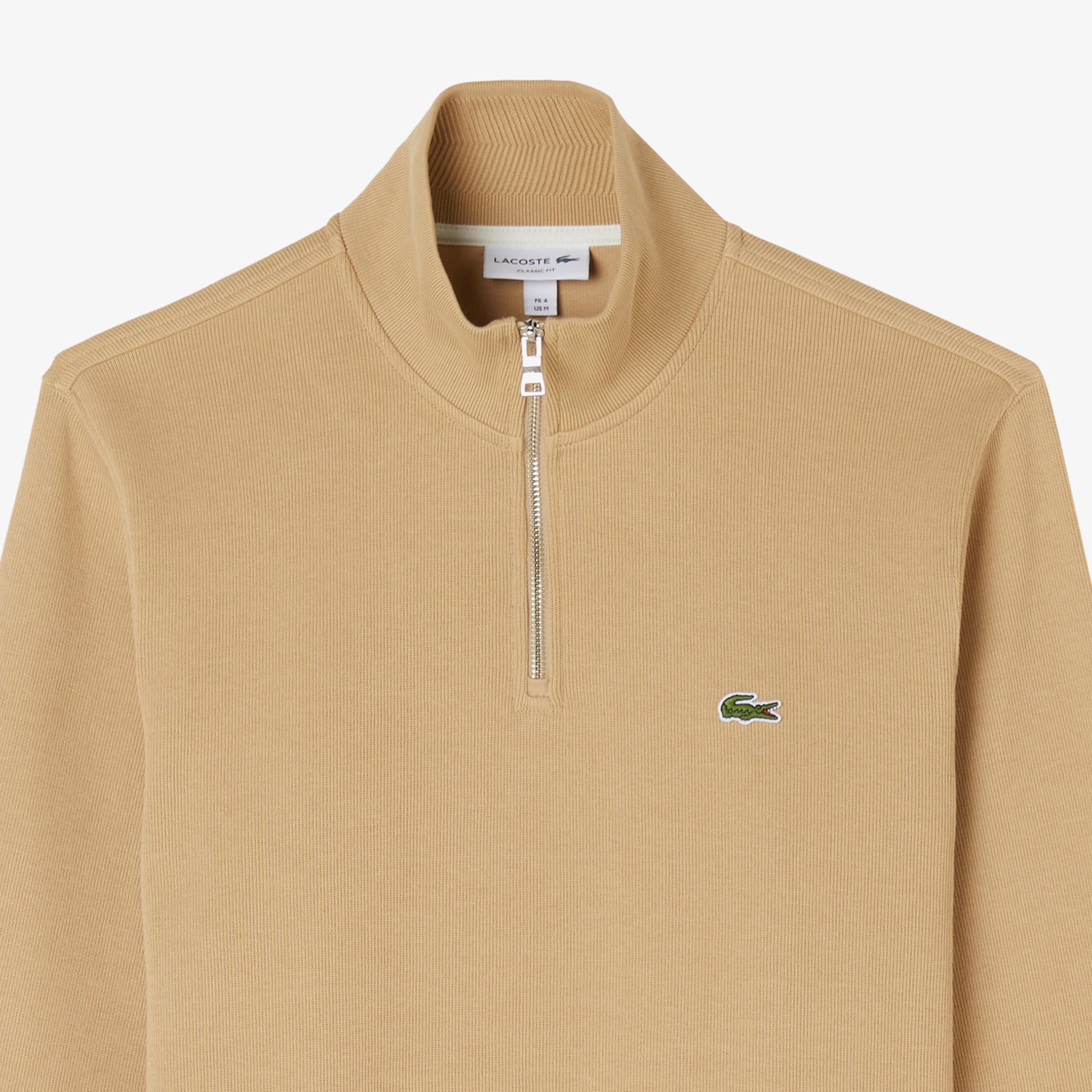 Lacoste Erkek Classic Fit Yarım Fermuarlı Bej Sweatshirt
