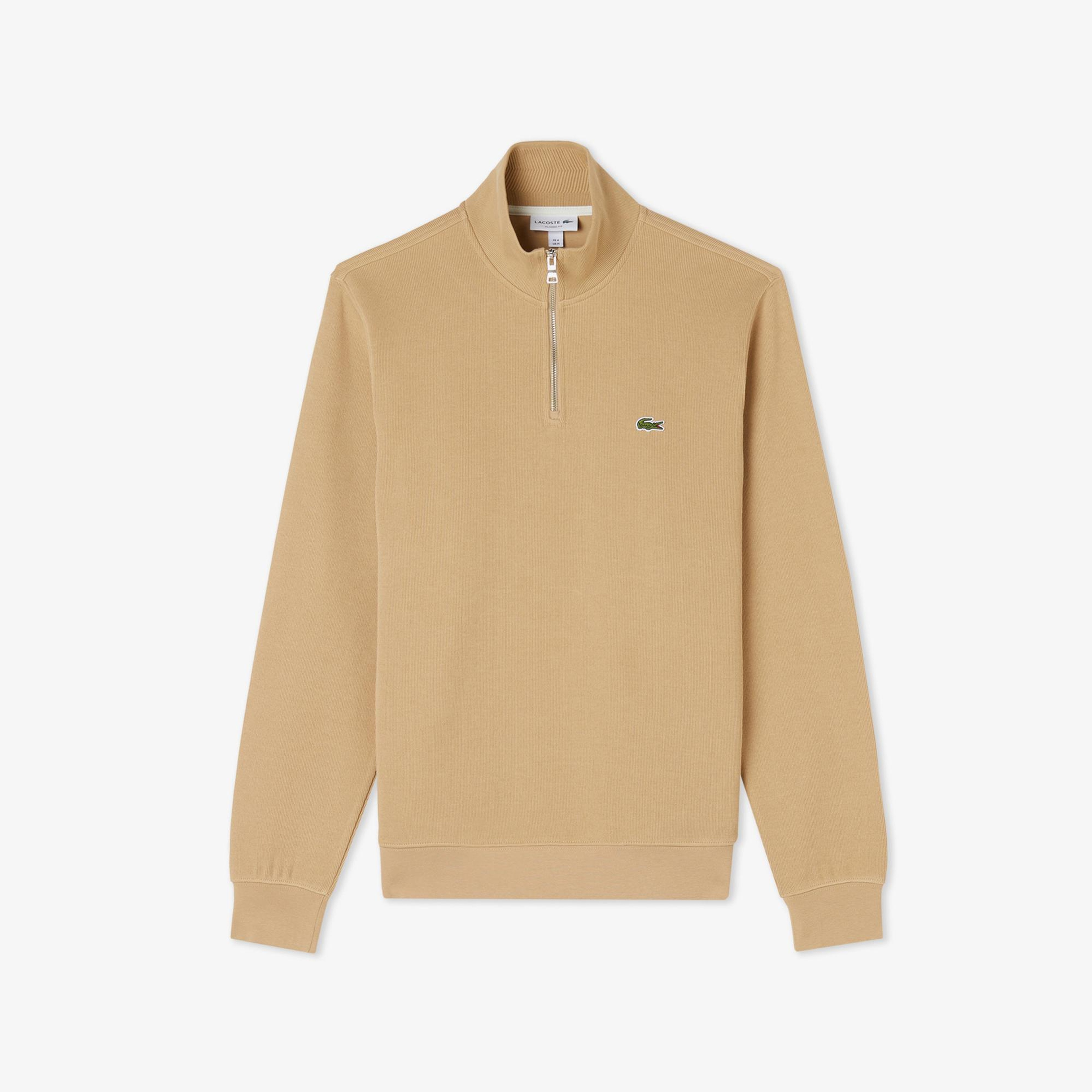 Lacoste Erkek Classic Fit Yarım Fermuarlı Bej Sweatshirt