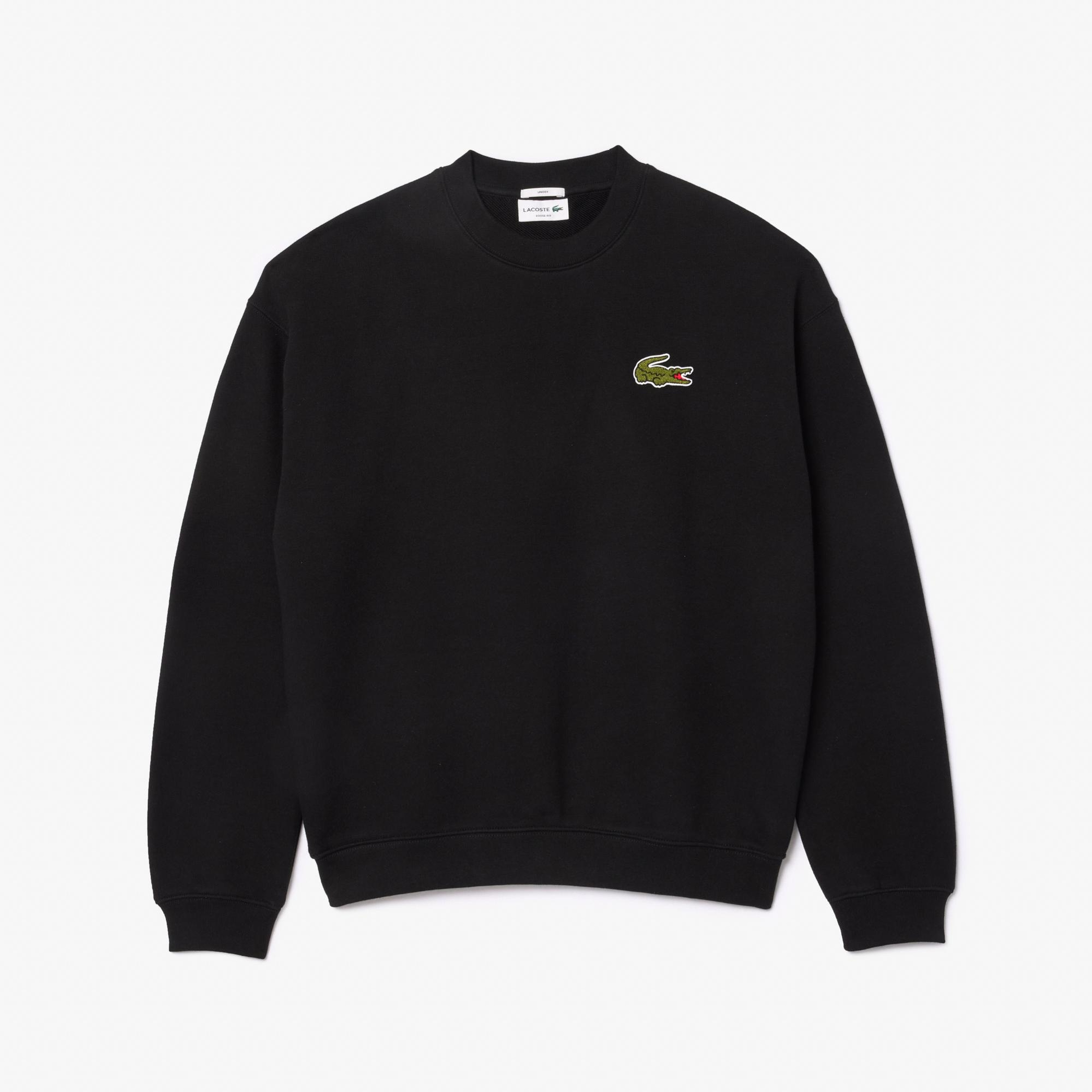 Lacoste Unisex Loose Fit Bisiklet Yaka Siyah Sweatshirt