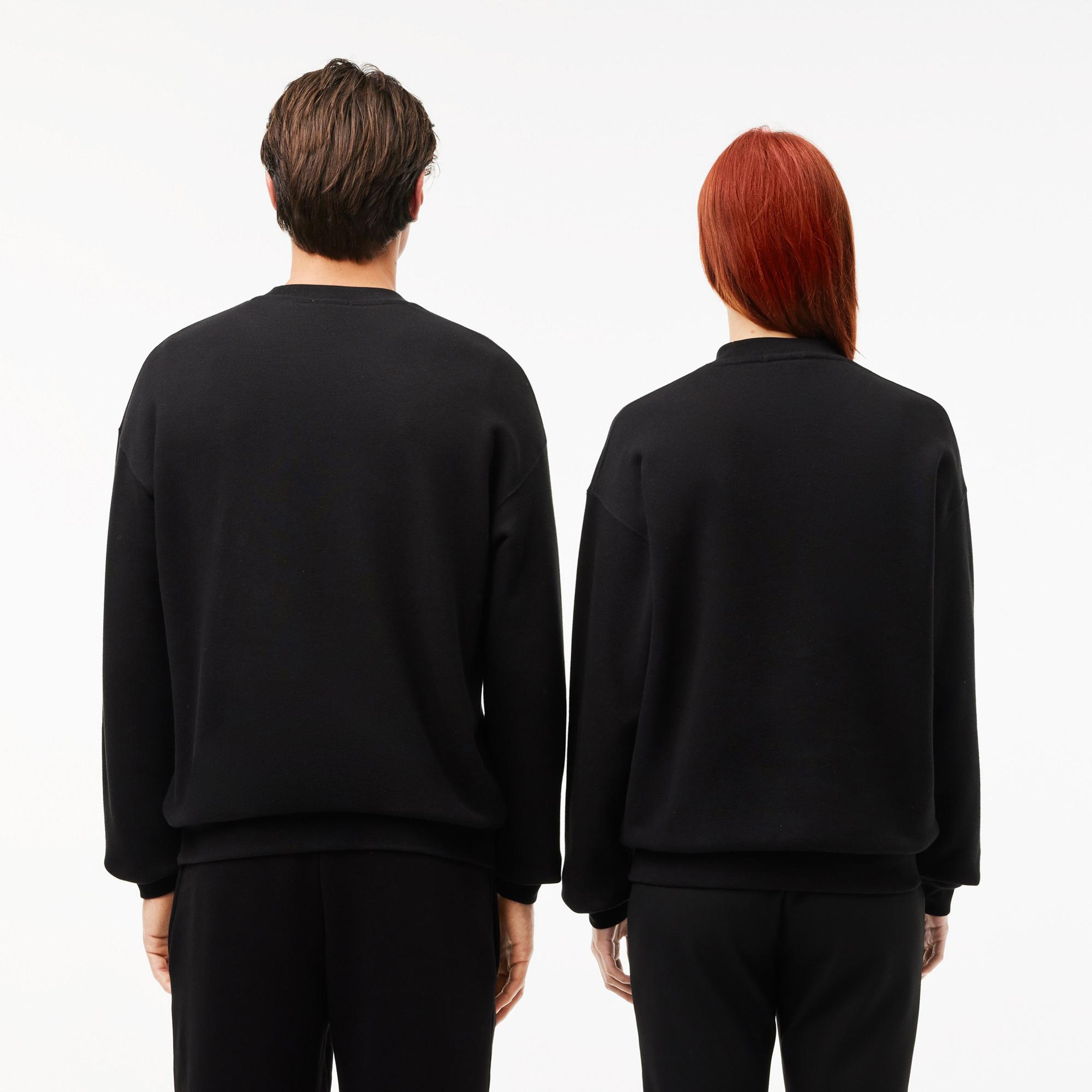 Lacoste Unisex Loose Fit Bisiklet Yaka Siyah Sweatshirt