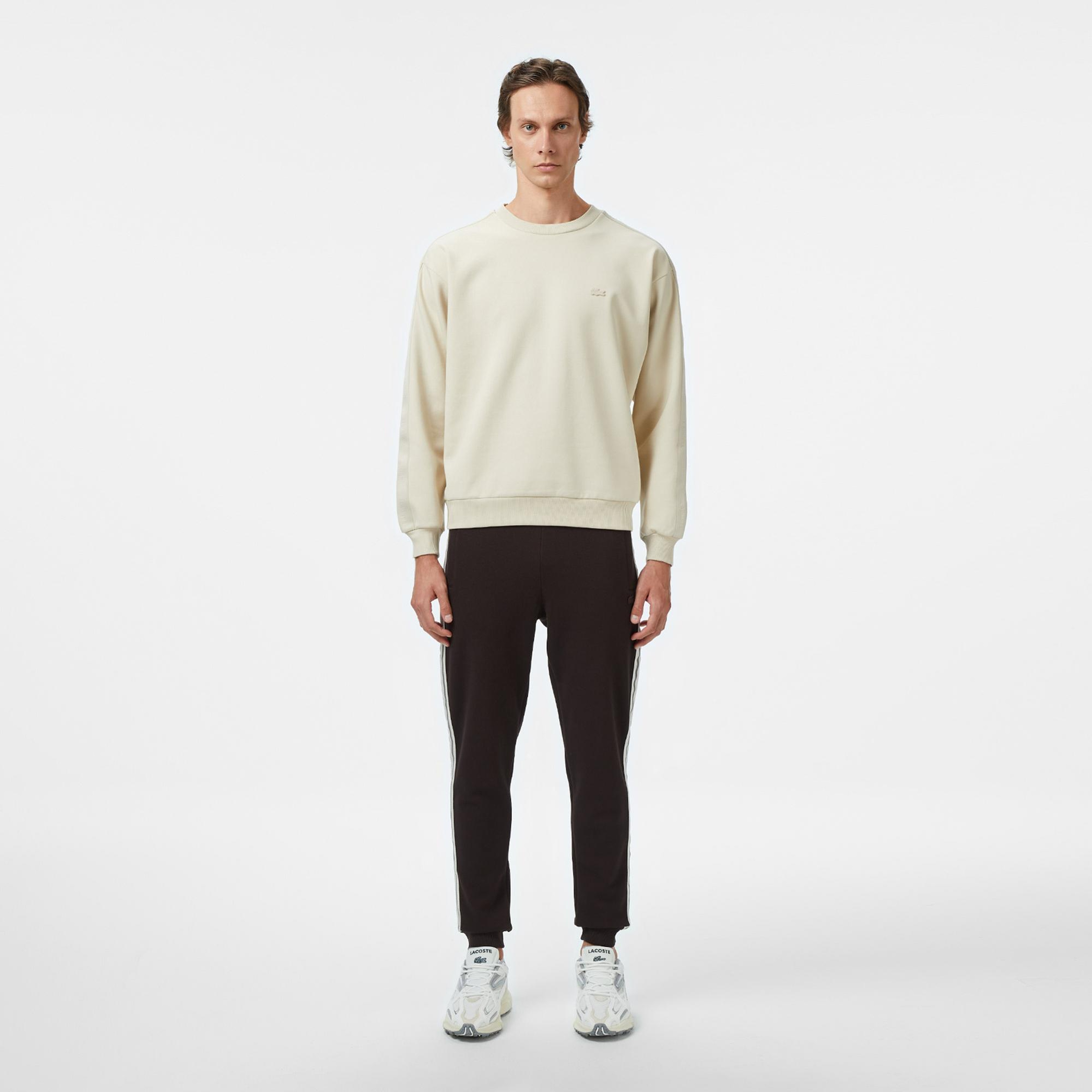 Lacoste Erkek Relaxed Fit Bisiklet Yaka Açık Krem Sweatshirt