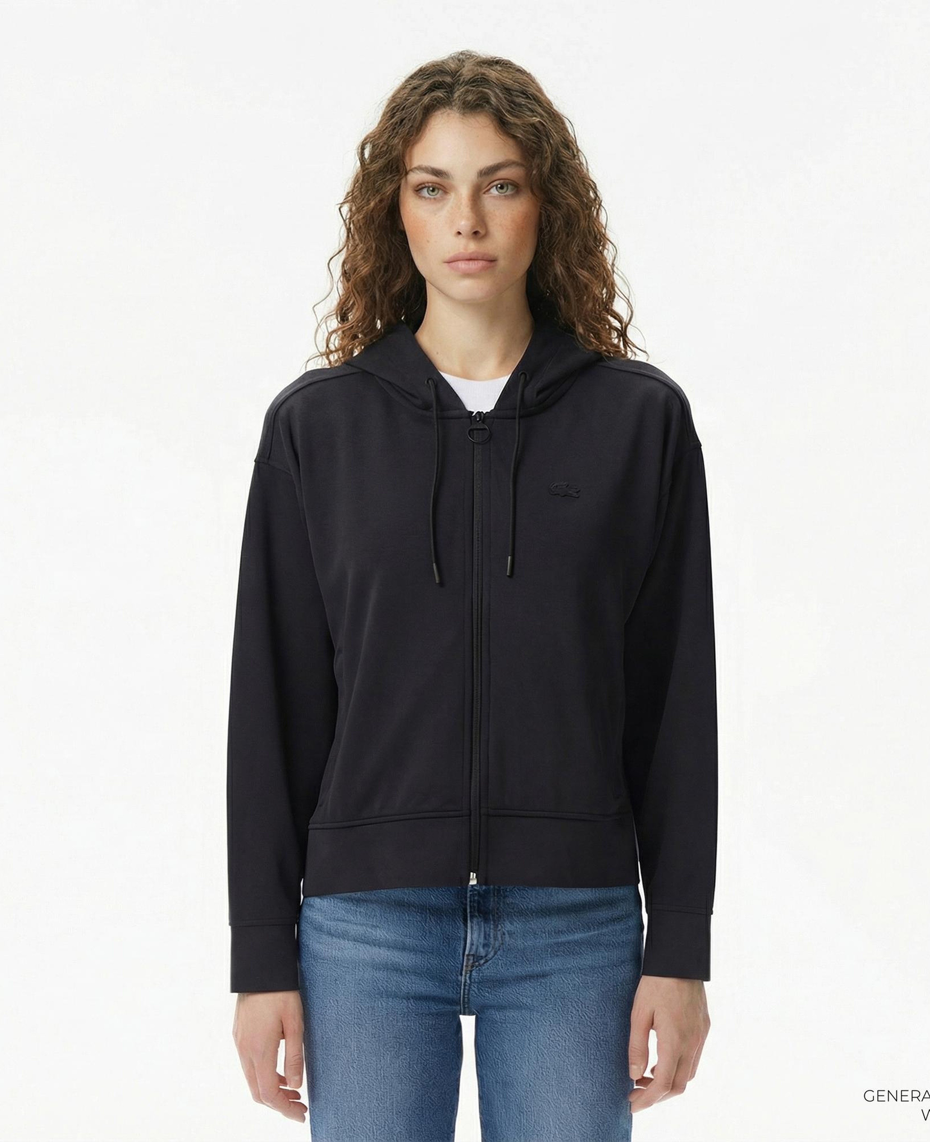 Lacoste Kadın Relaxed Fit Kapüşonlu Siyah Sweatshirt