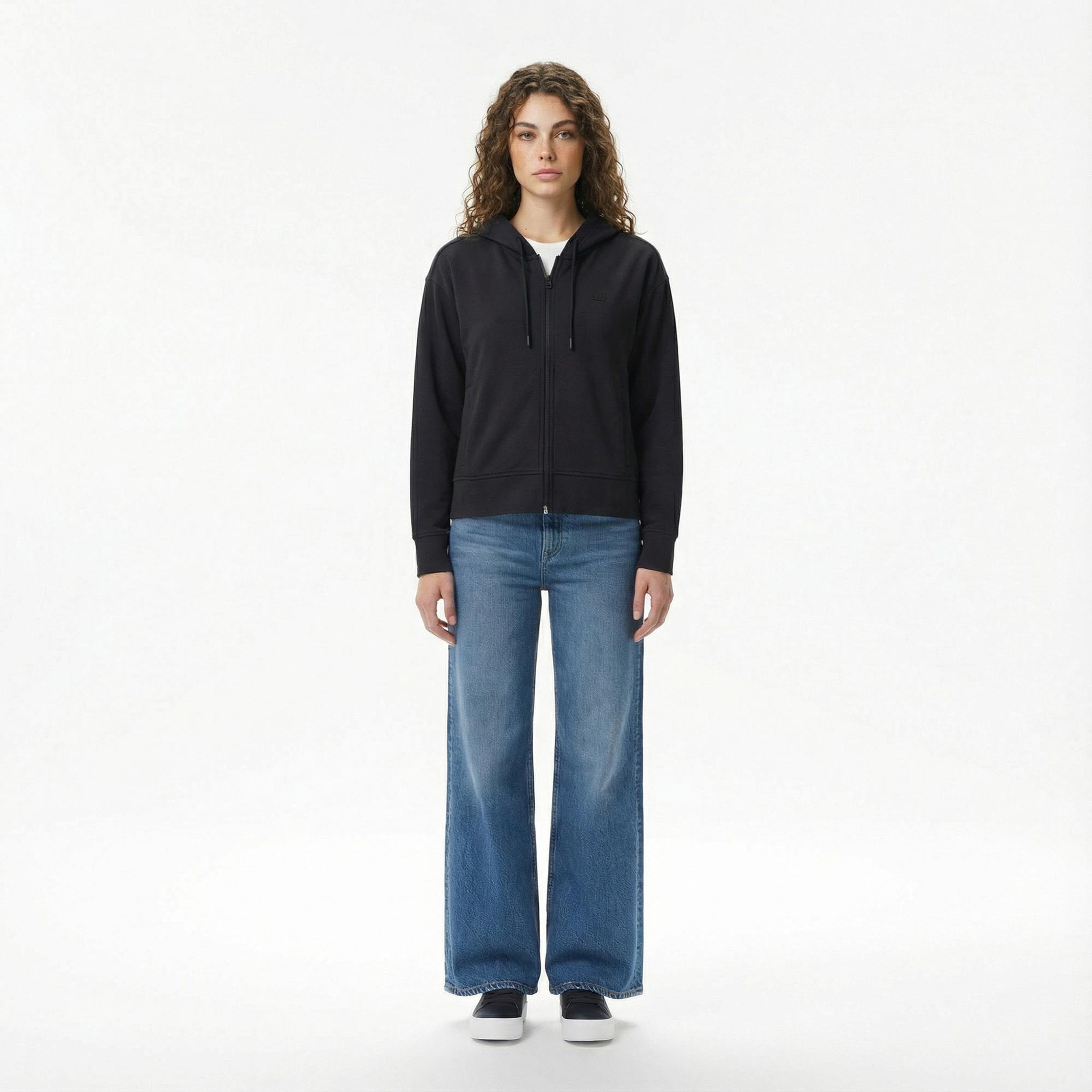 Lacoste Kadın Relaxed Fit Kapüşonlu Siyah Sweatshirt