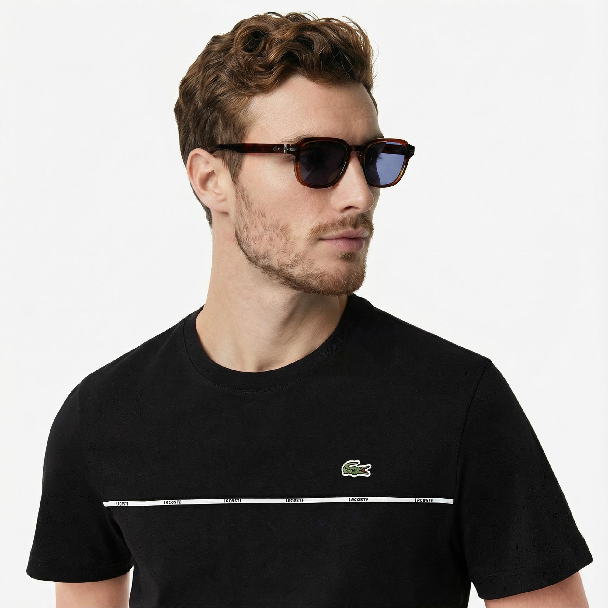 Lacoste Erkek Regular Fit Bisiklet Yaka Baskılı Siyah T-Shirt
