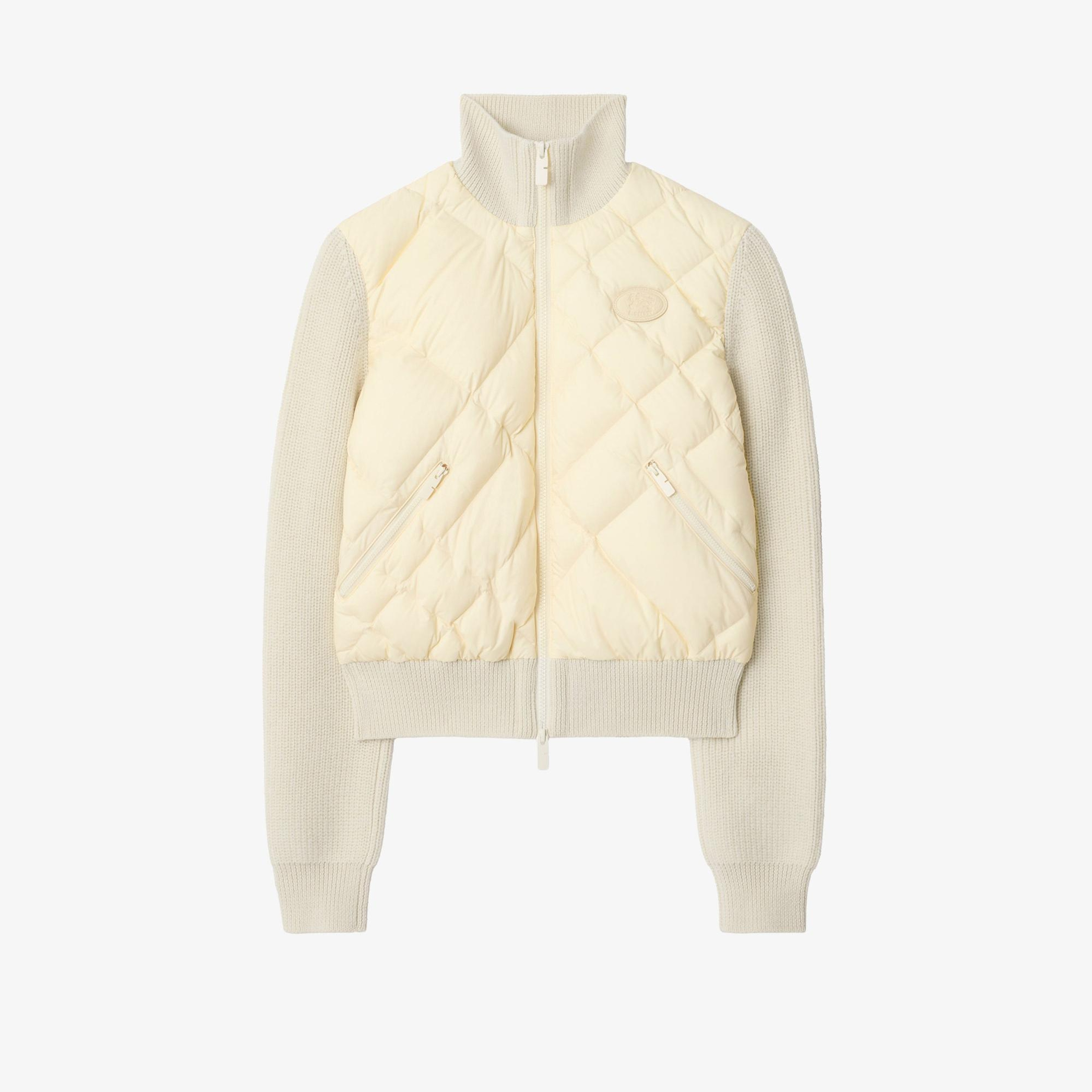 Burberry Check-Stitch Nylon And Wool Kadın Beyaz Mont