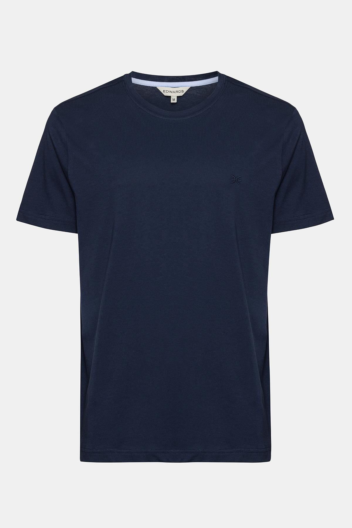 Erkek Lacivert Organik Pamuklu Bisiklet Yaka T-Shirt