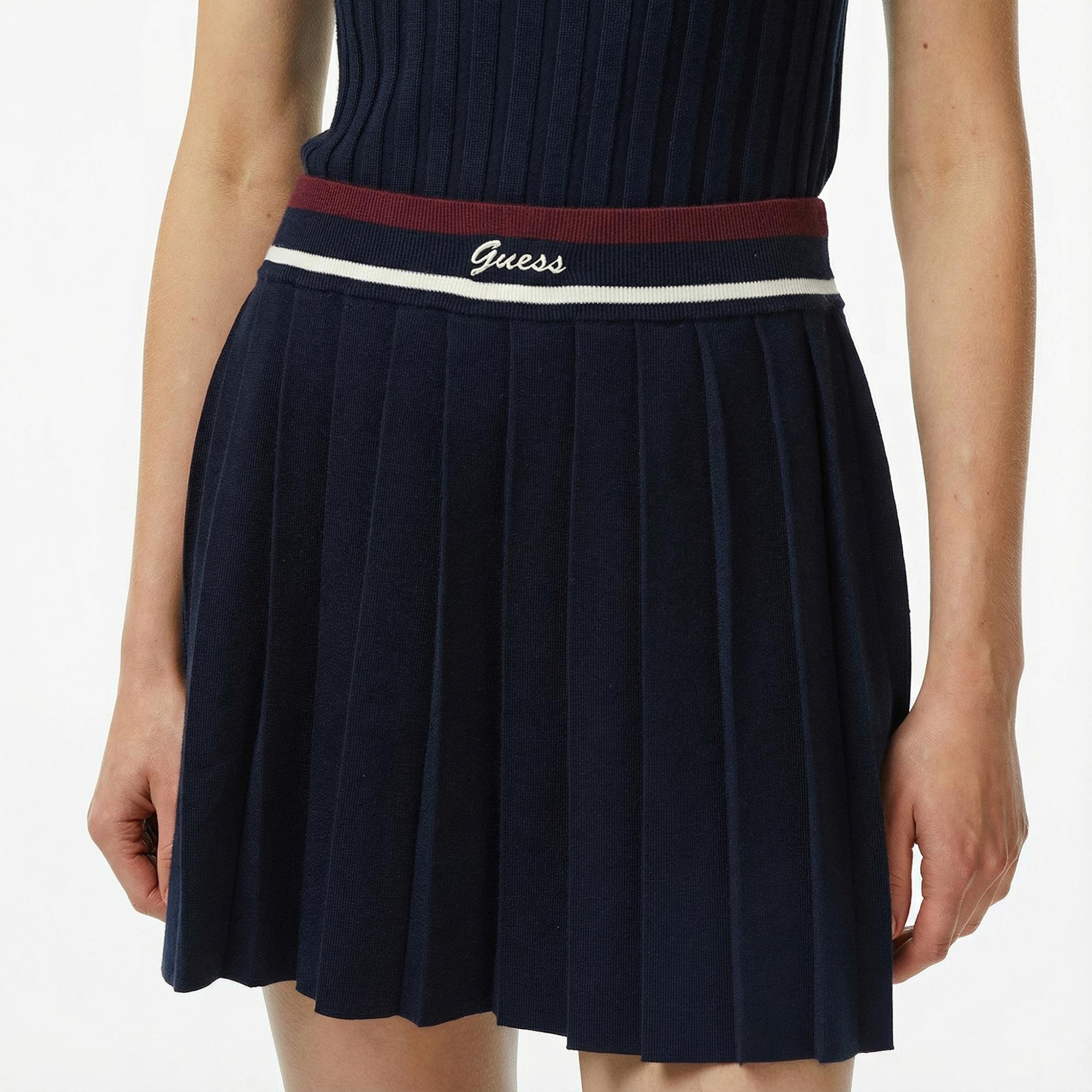 Guess Sabina A Kesim Yün Karışımlı Kadın Lacivert Etek