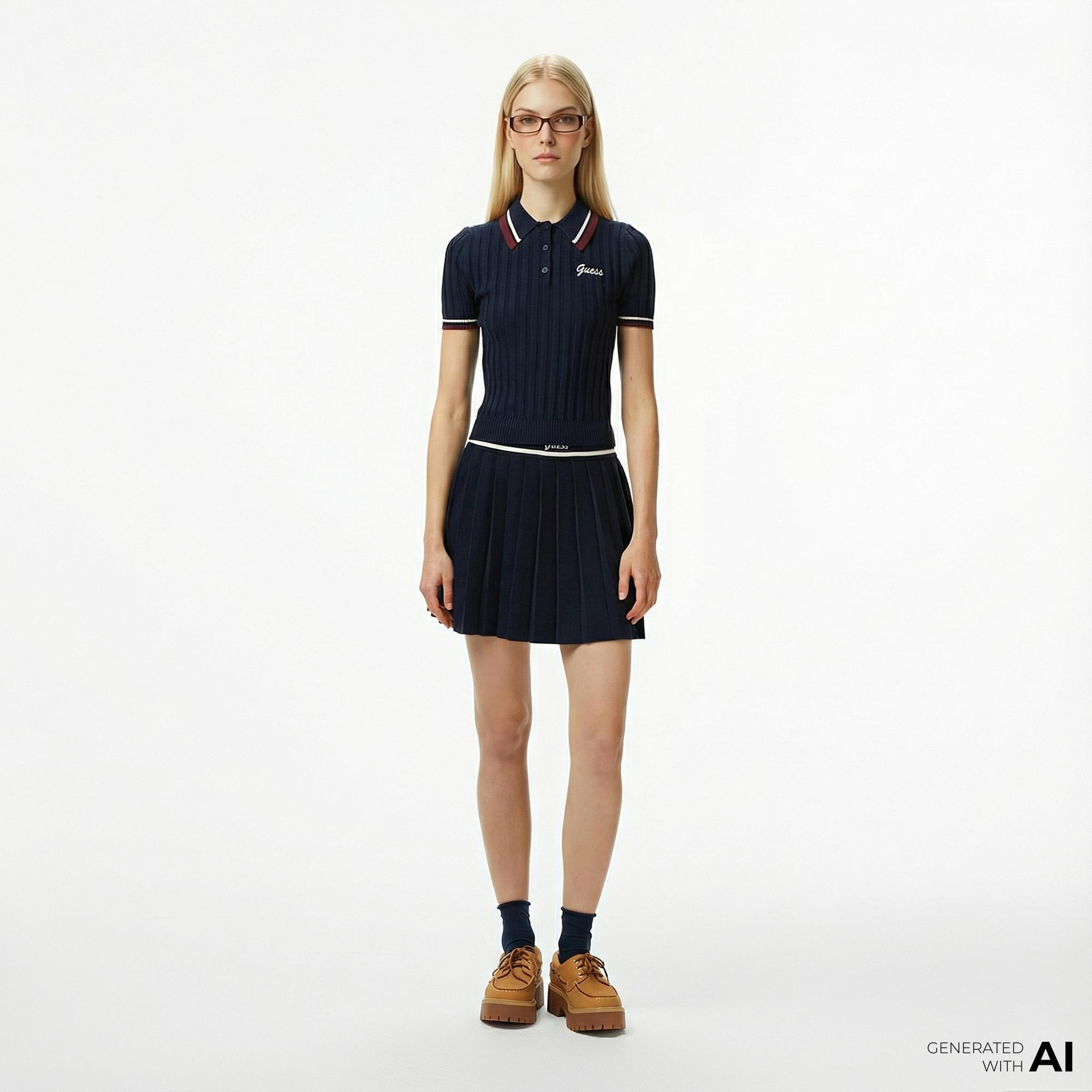 Guess Sabina A Kesim Yün Karışımlı Kadın Lacivert Etek