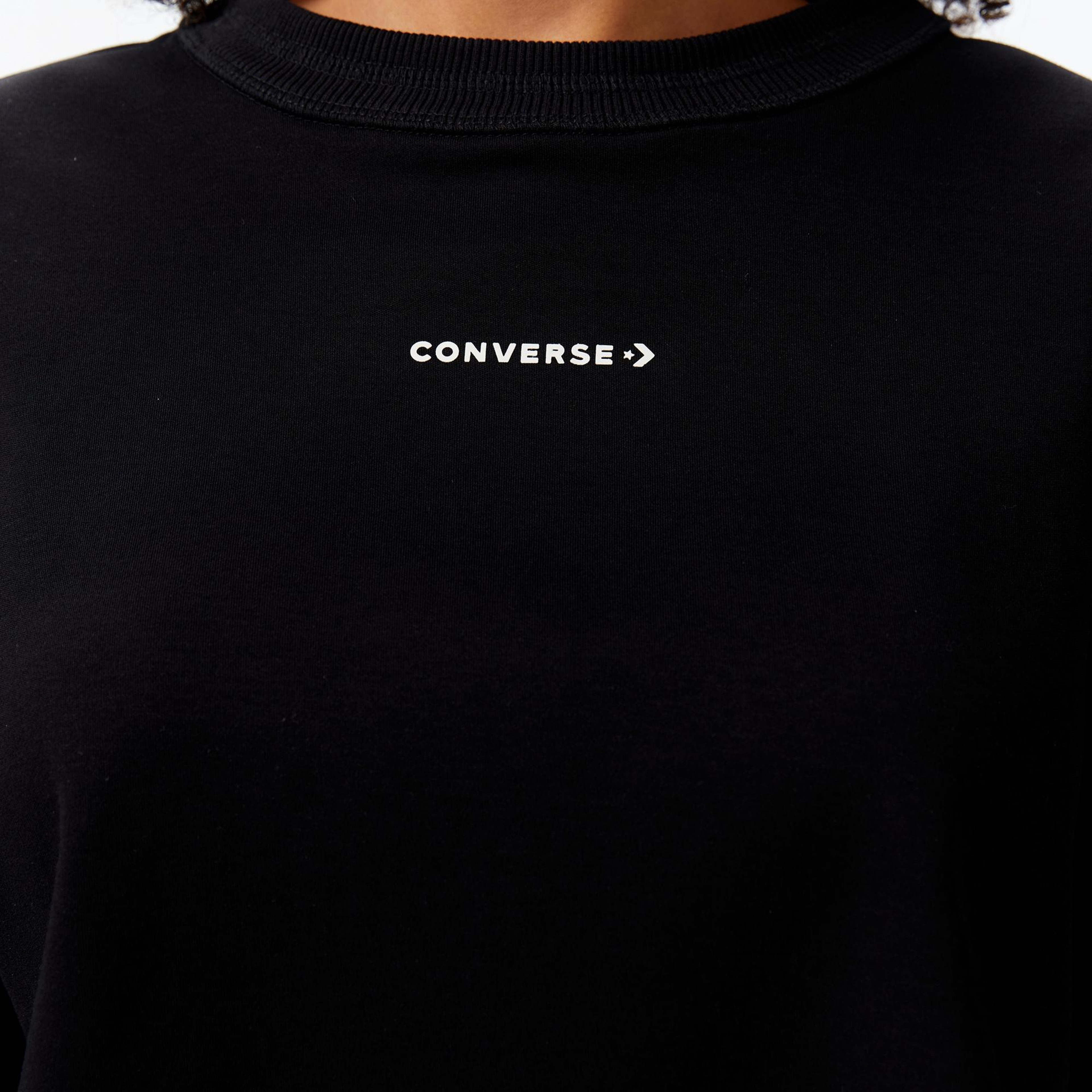 Converse Star Chevron Baskılı Kadın Siyah T-Shirt