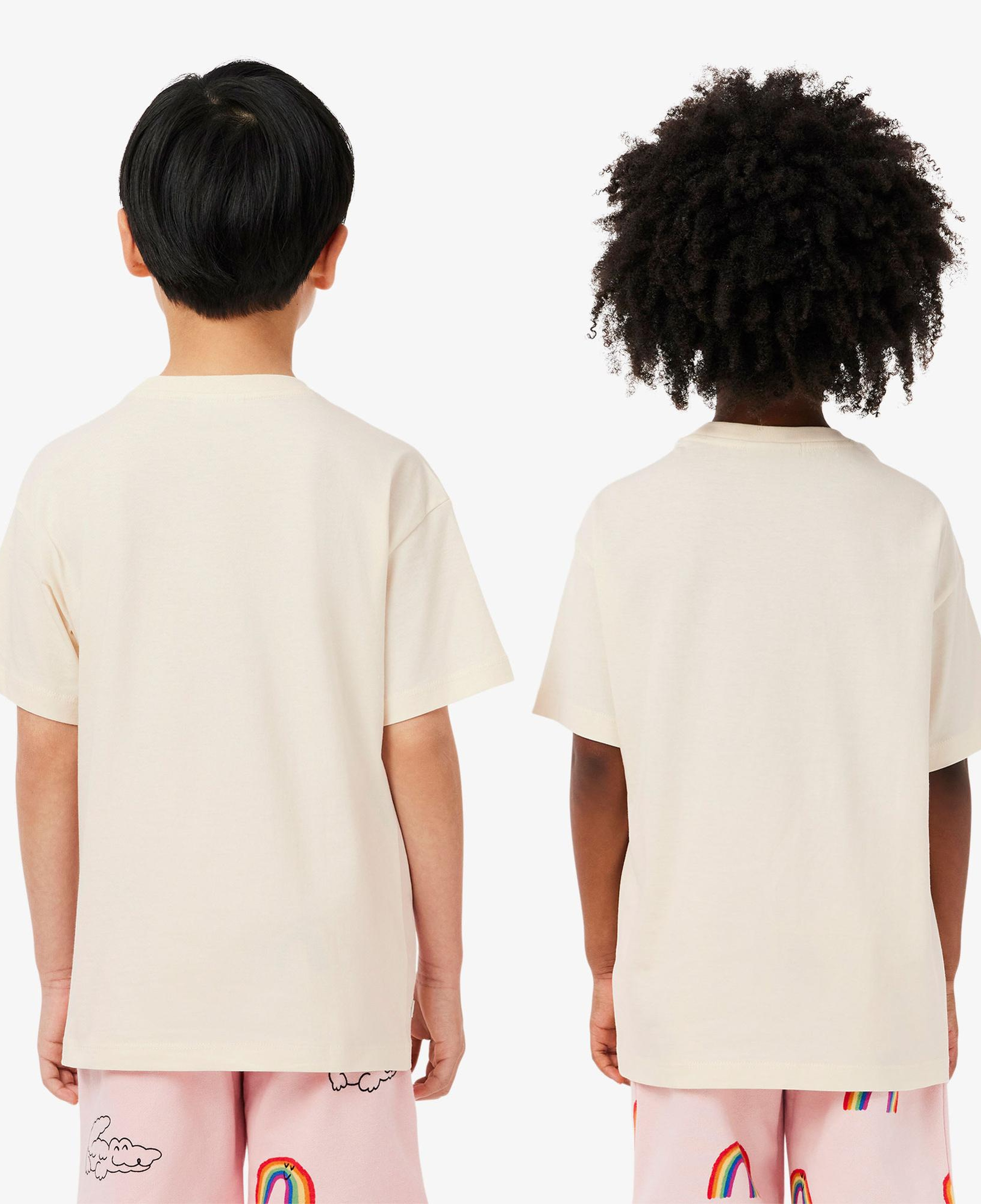 Lacoste Çocuk Bisiklet Yaka Desenli Krem T-Shirt