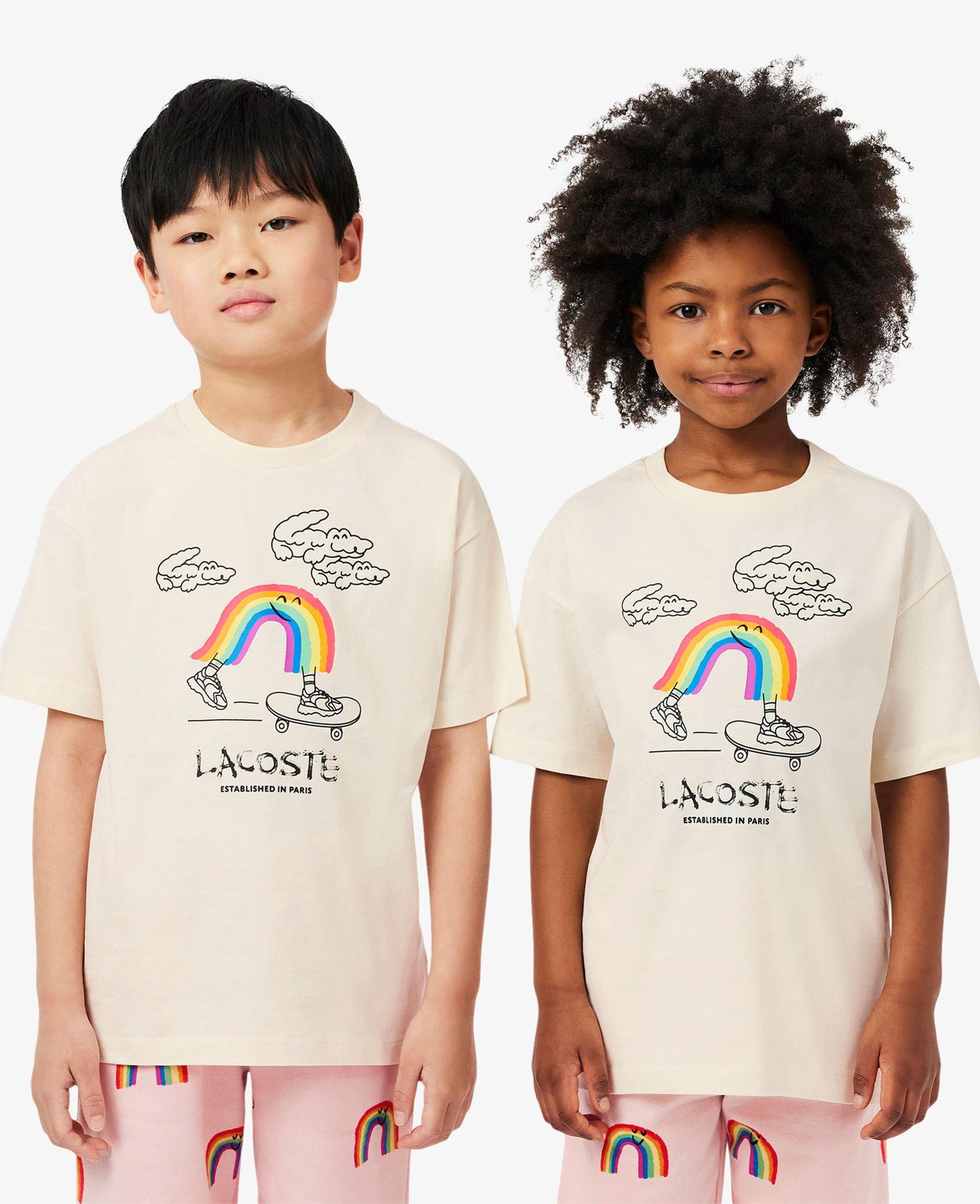 Lacoste Çocuk Bisiklet Yaka Desenli Krem T-Shirt