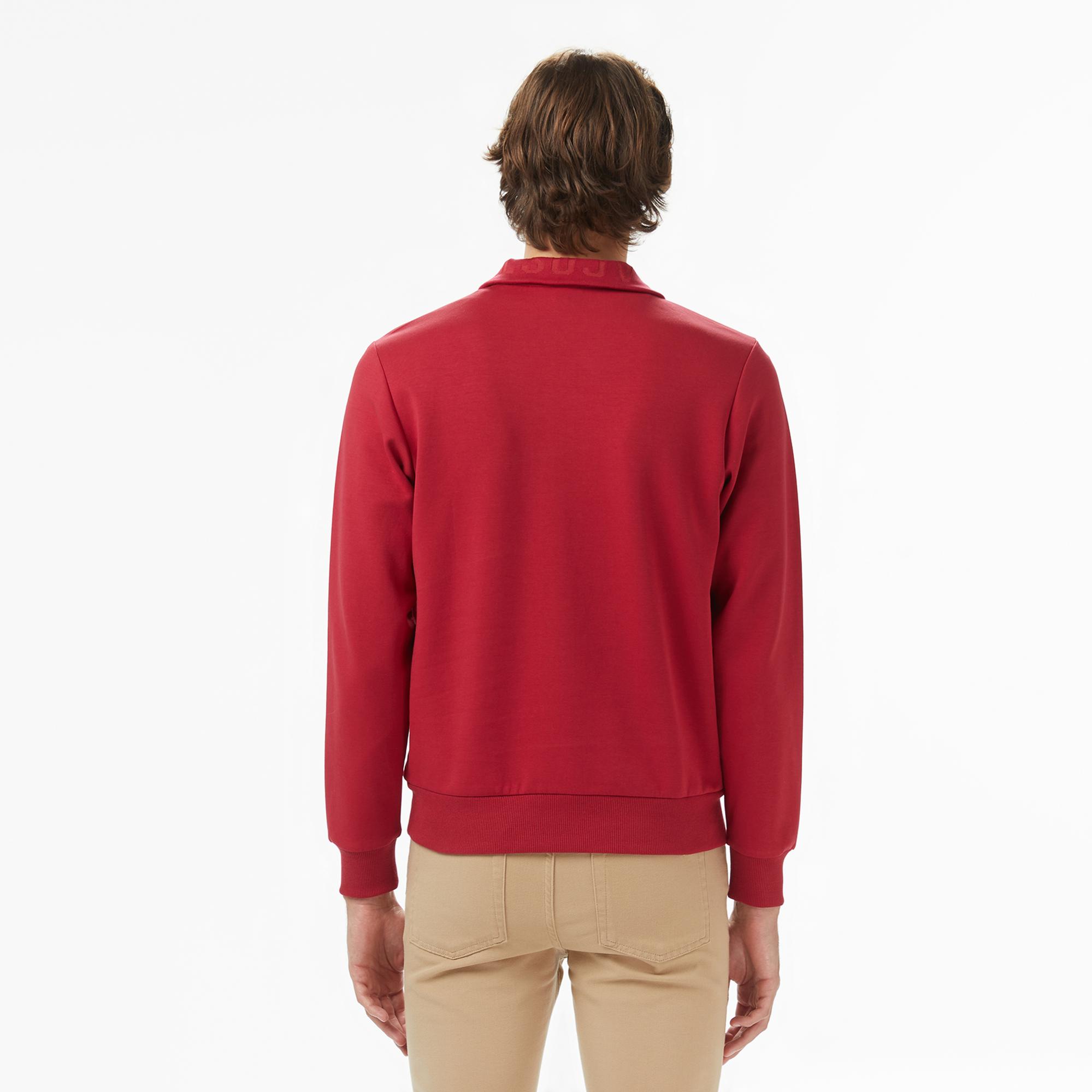 Lacoste Erkek Classic Fit Yarım Fermuarlı Bordo Sweatshirt