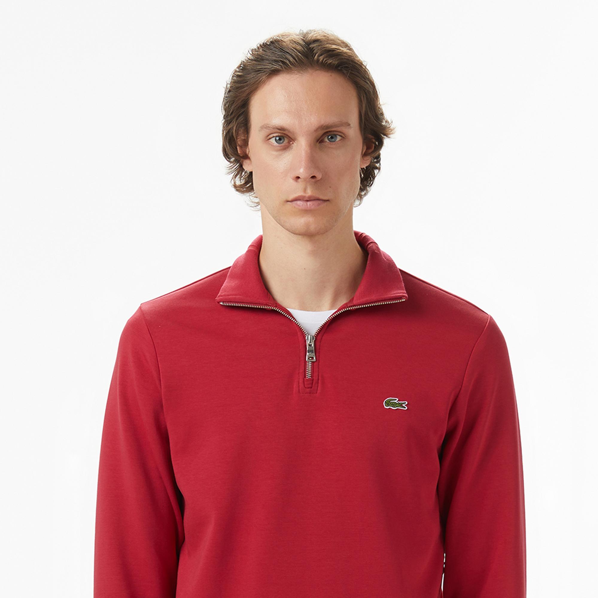 Lacoste Erkek Classic Fit Yarım Fermuarlı Bordo Sweatshirt