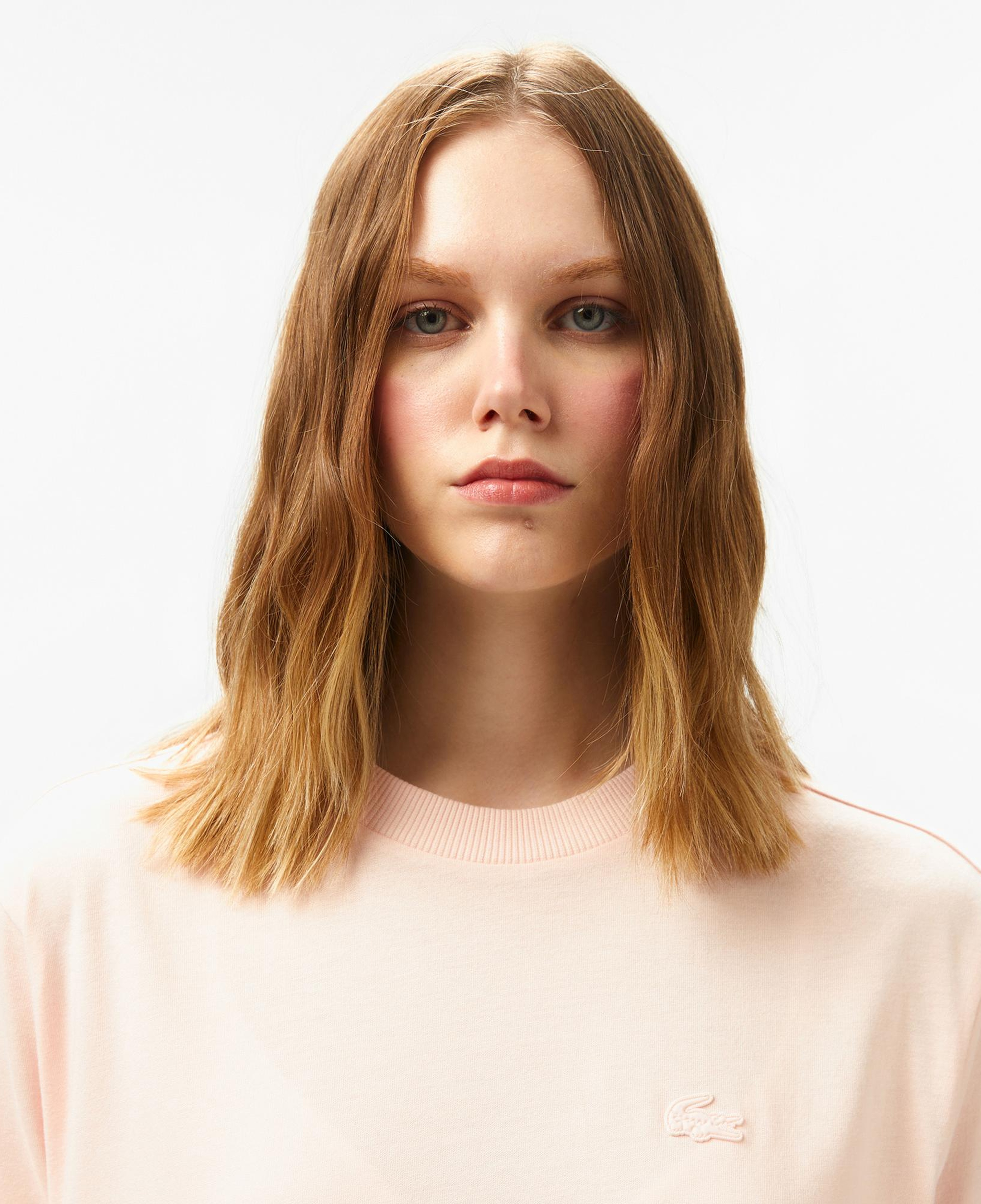 Lacoste Kadın Loose Fit Bisiklet Yaka Açık Pembe T-Shirt