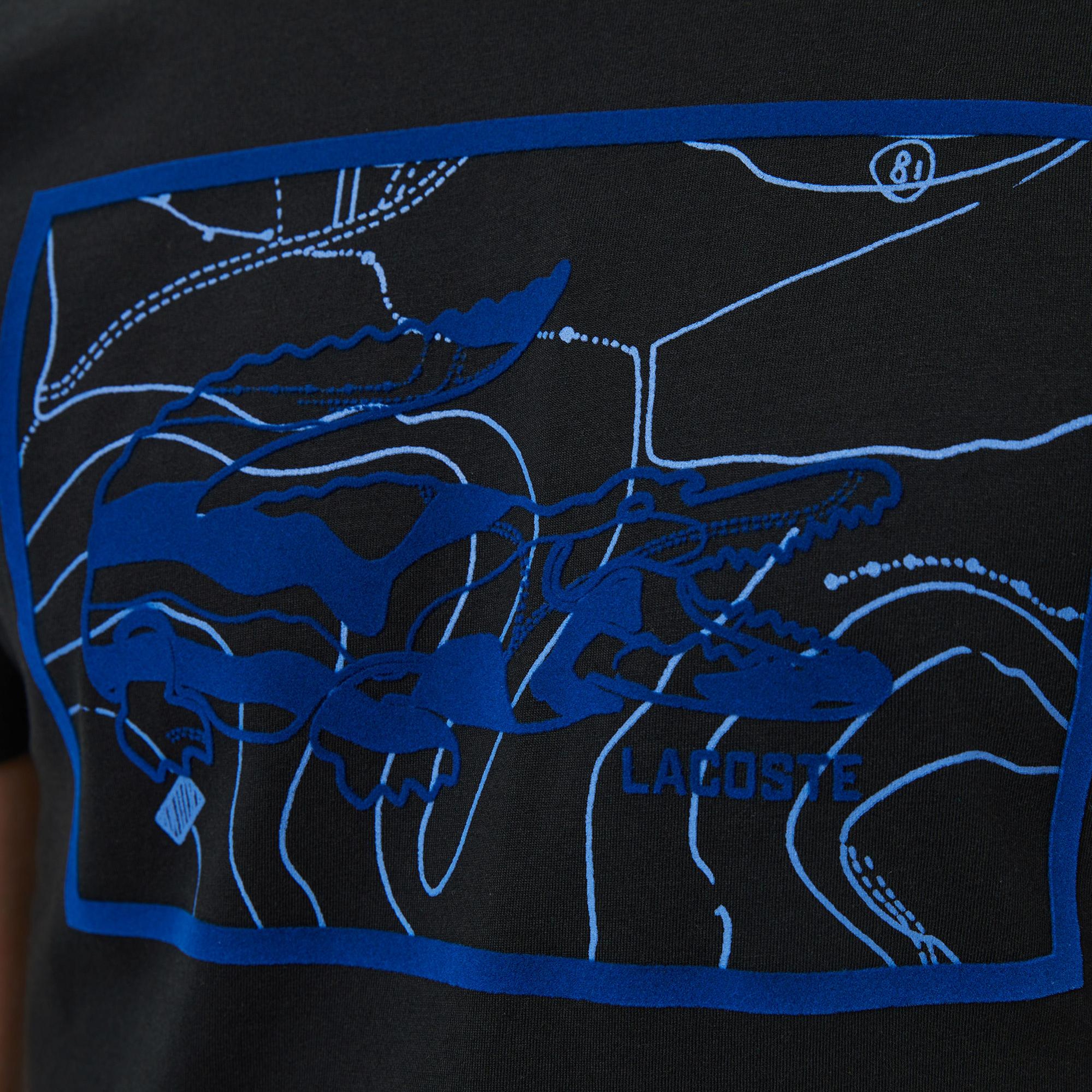 Lacoste Erkek Regular Fit Bisiklet Yaka Baskılı Siyah T-Shirt