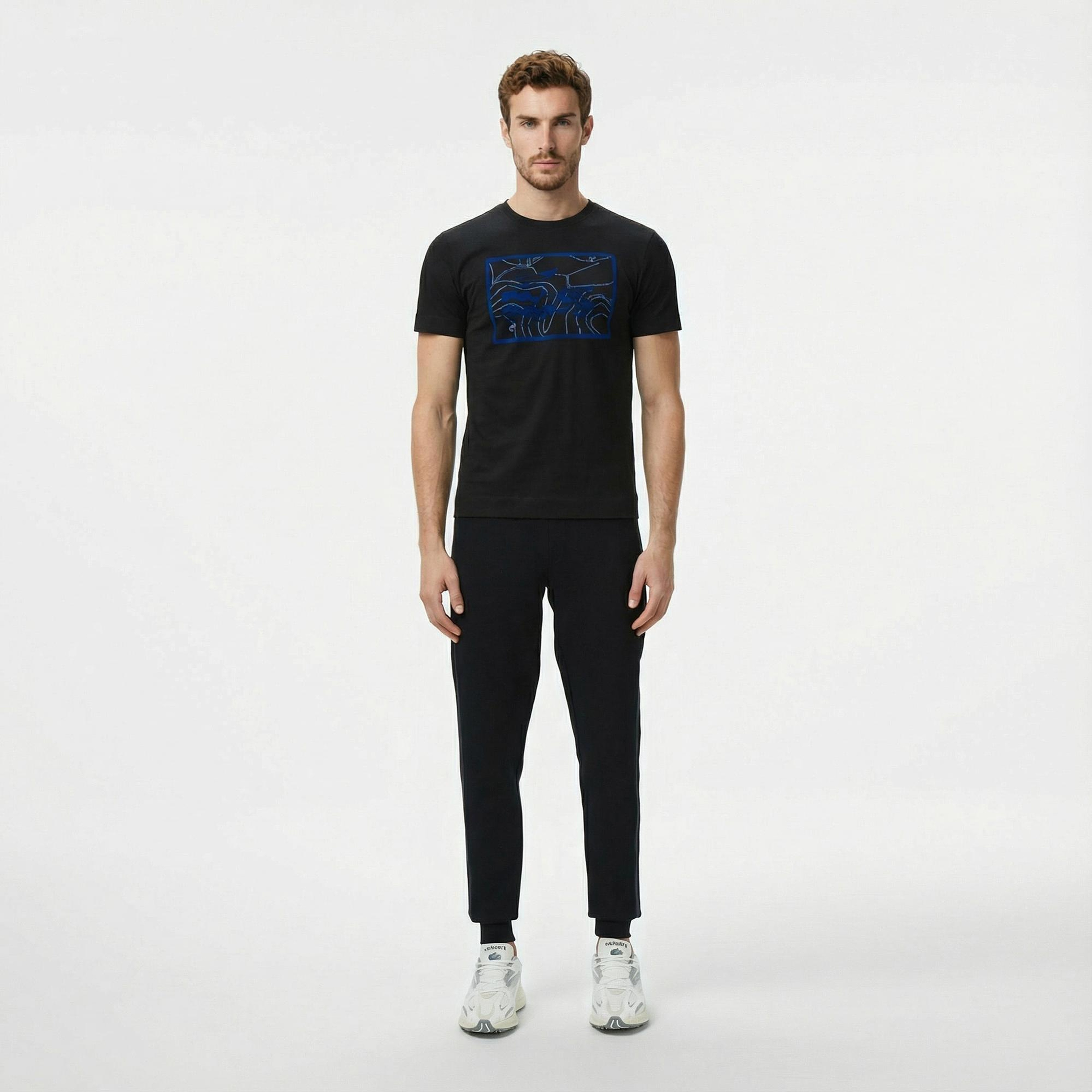 Lacoste Erkek Regular Fit Bisiklet Yaka Baskılı Siyah T-Shirt