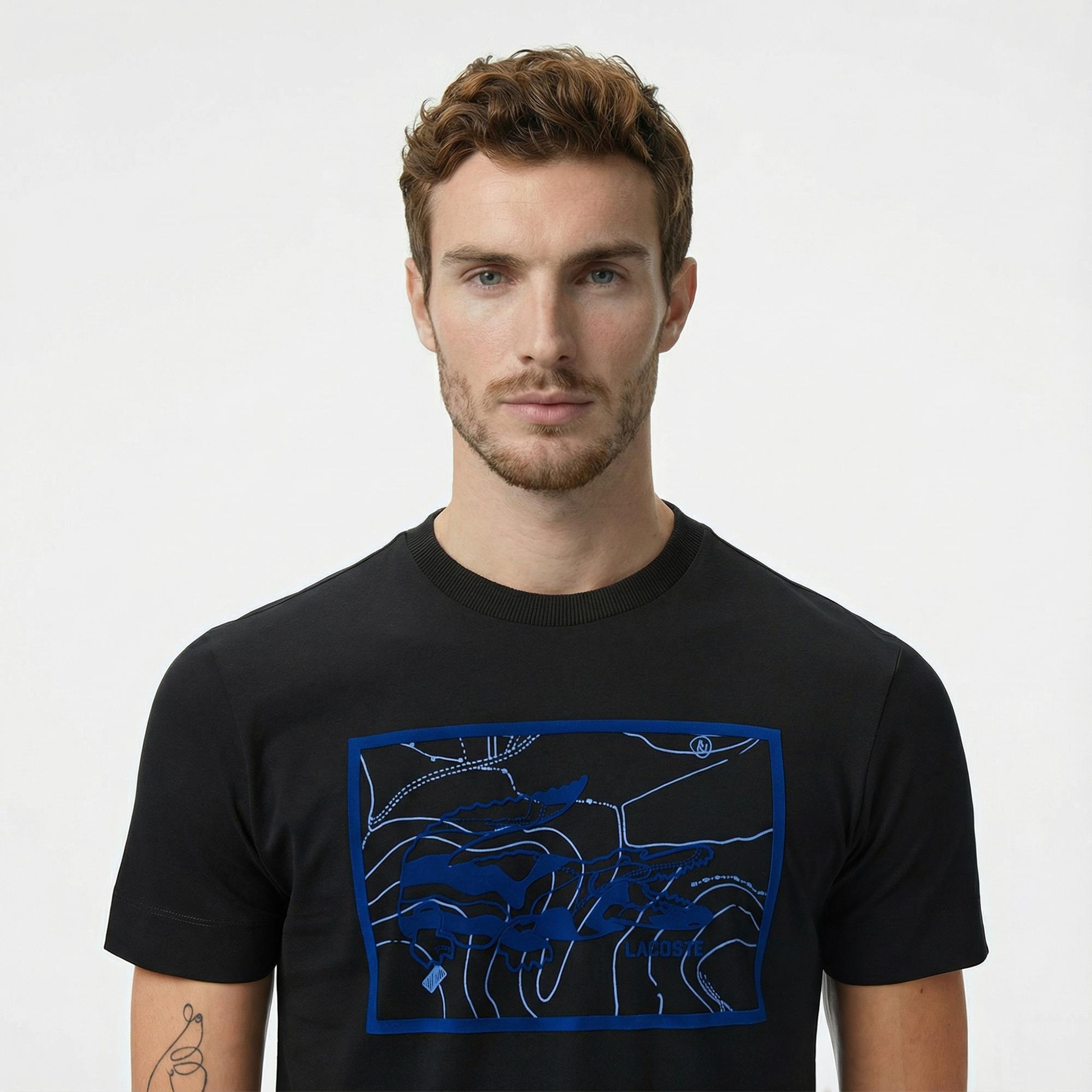 Lacoste Erkek Regular Fit Bisiklet Yaka Baskılı Siyah T-Shirt