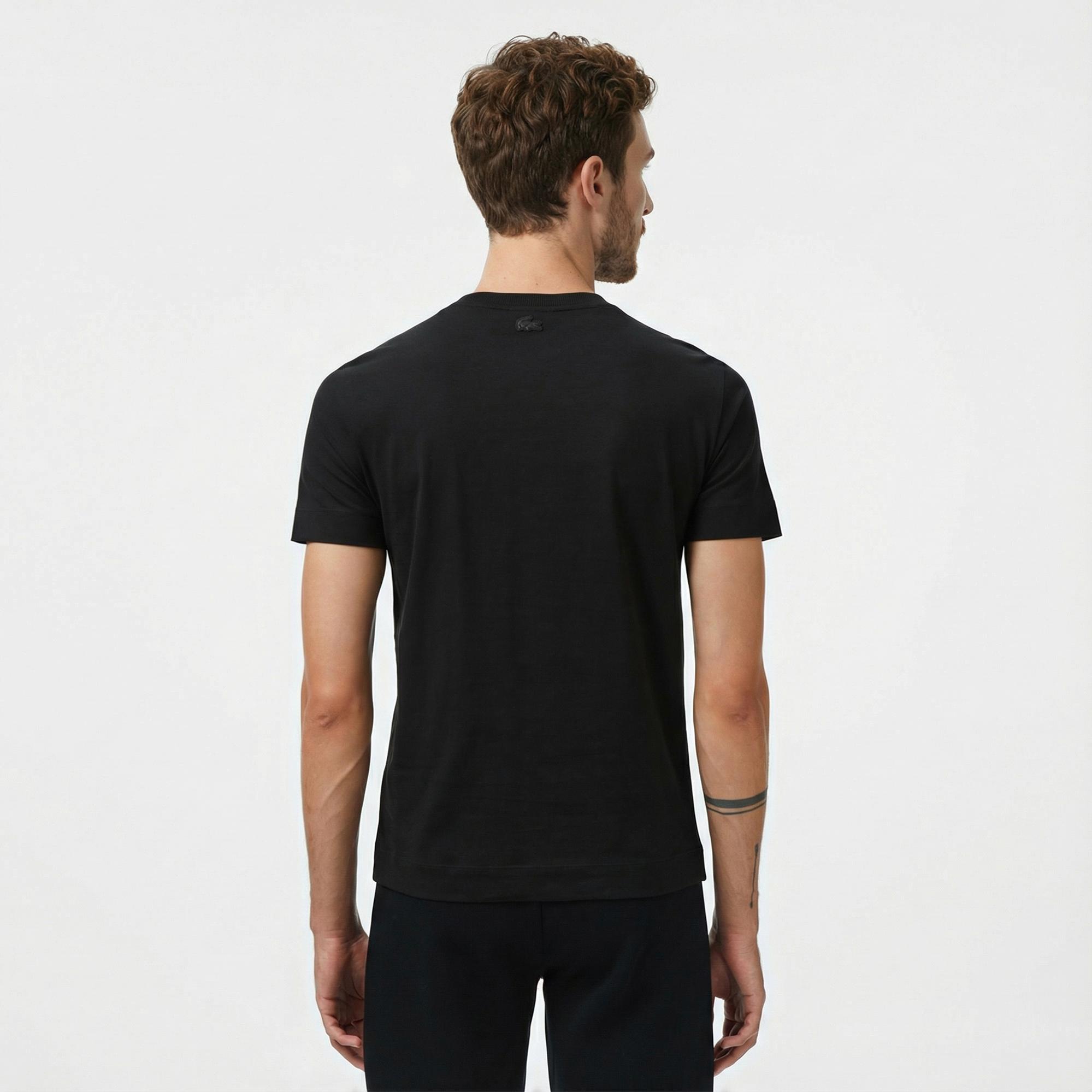 Lacoste Erkek Regular Fit Bisiklet Yaka Baskılı Siyah T-Shirt