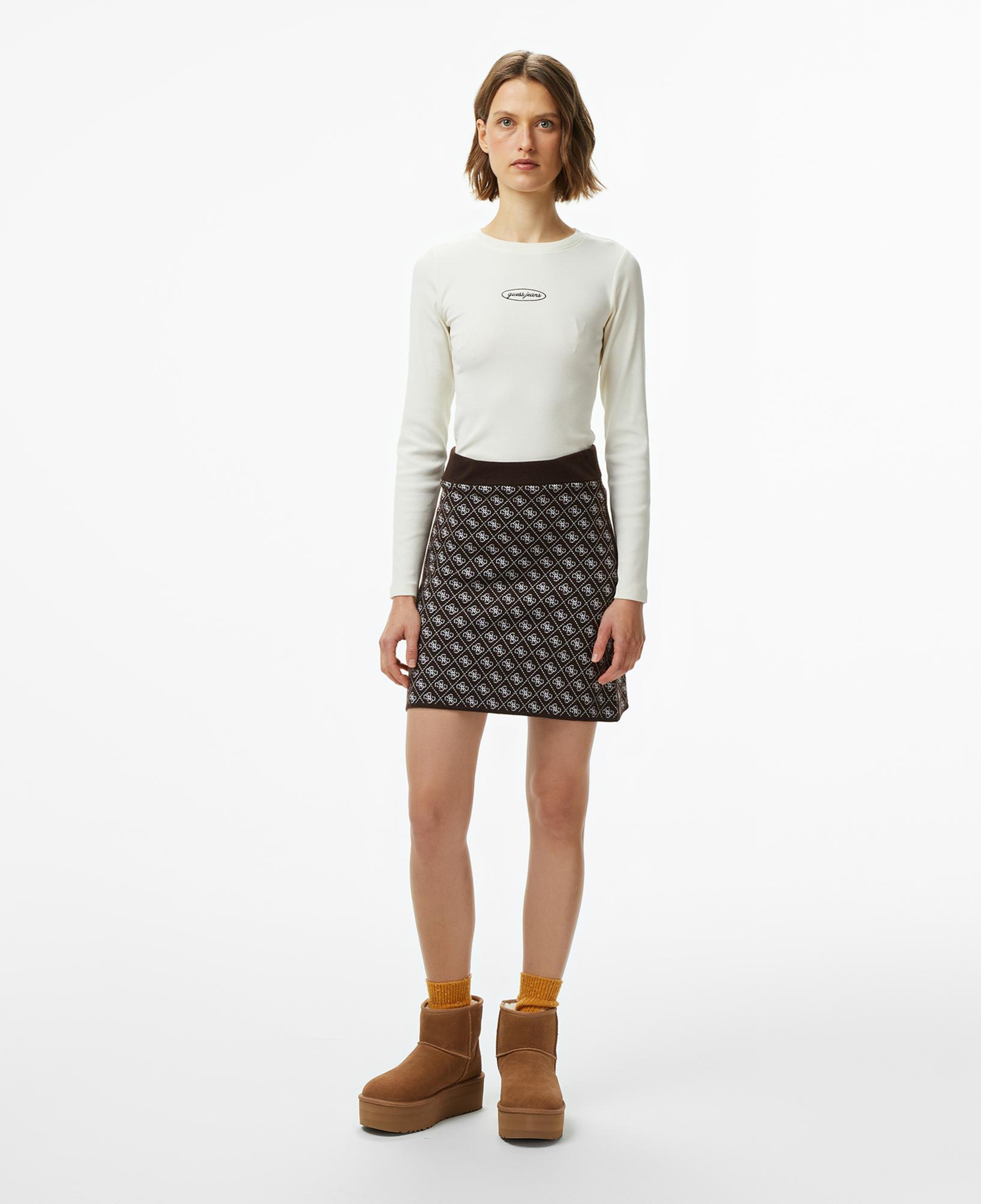 Guess Aubrey A Kesim Yün Karışımlı Kadın Kahverengi Etek