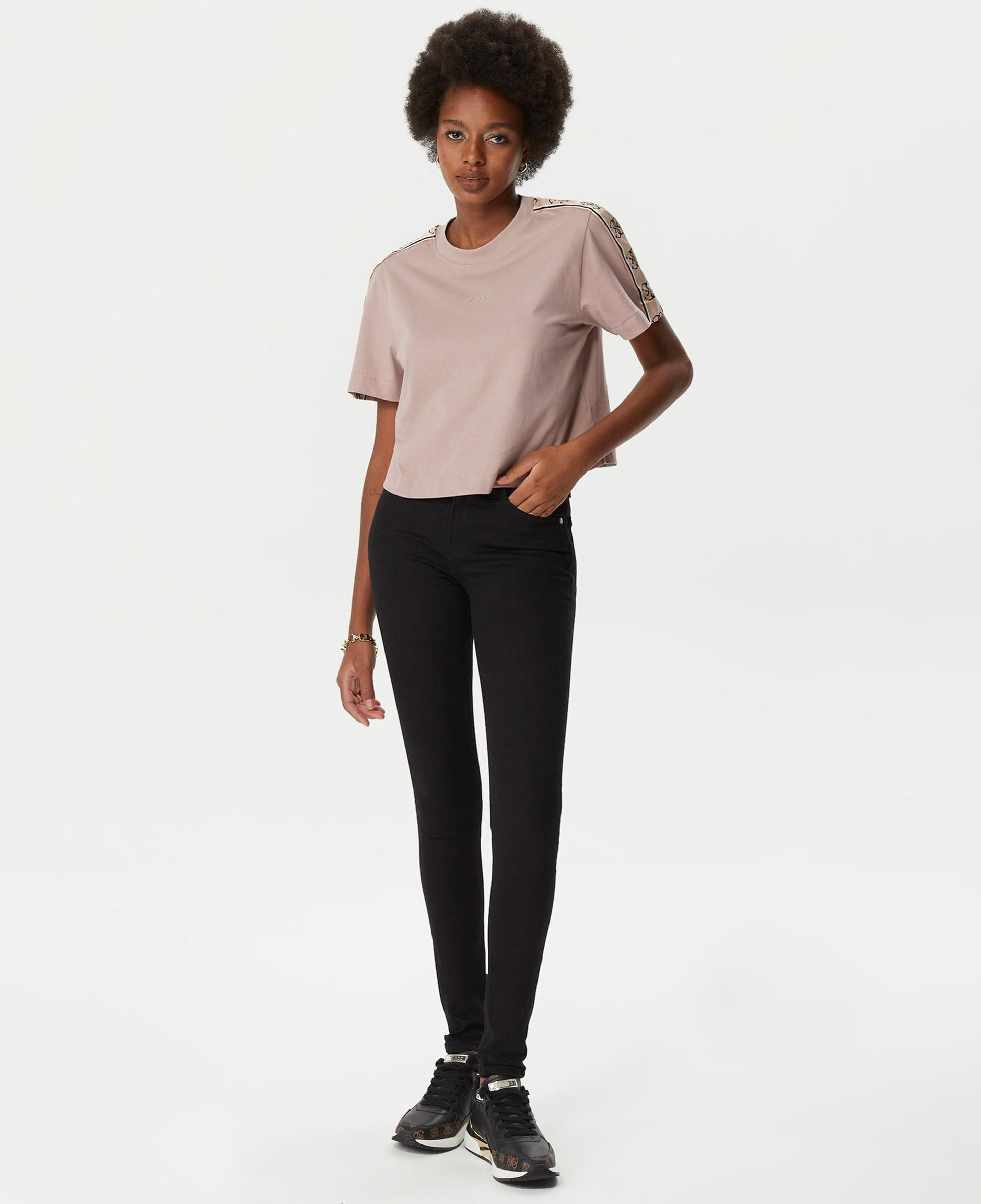 Guess Britney Kadın Pembe Crop T-Shirt