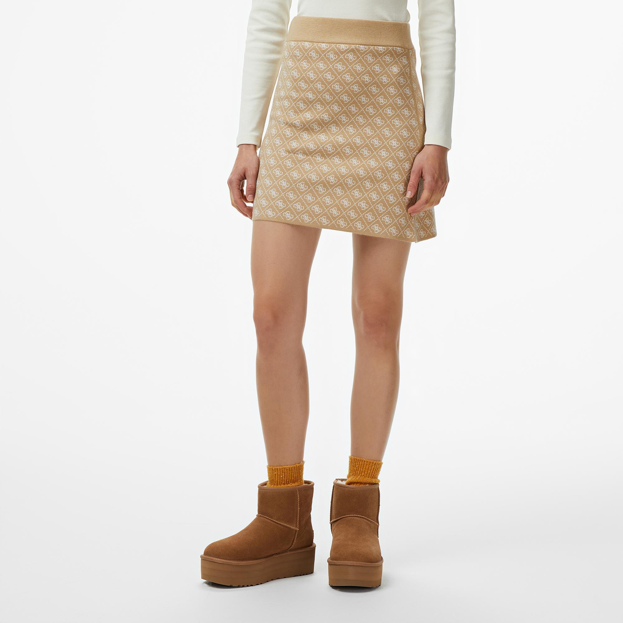 Guess Aubrey A Kesim Yün Karışımlı Kadın Bej Etek