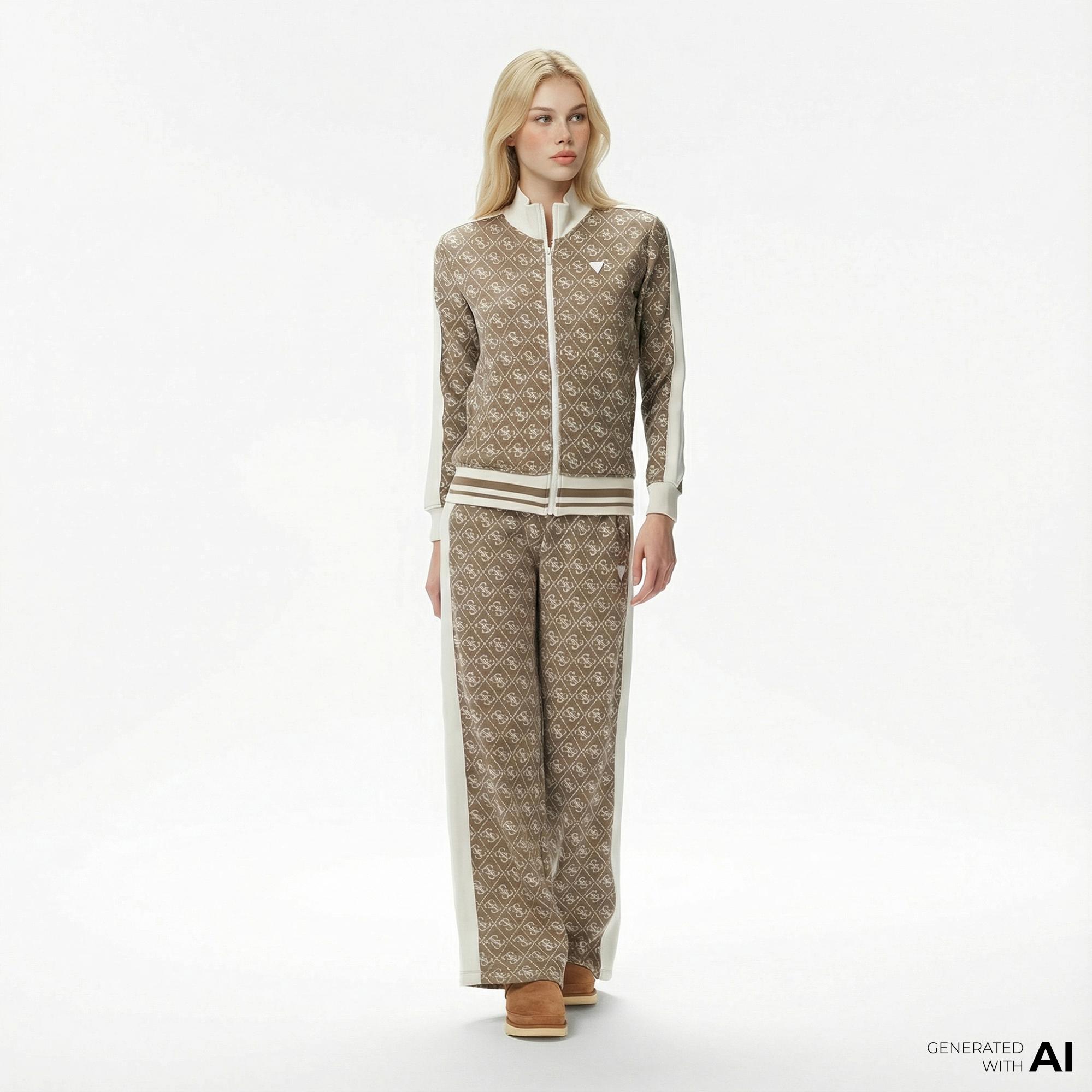 Guess Rhombus Regular Fit Kadın Bej Eşofman Altı