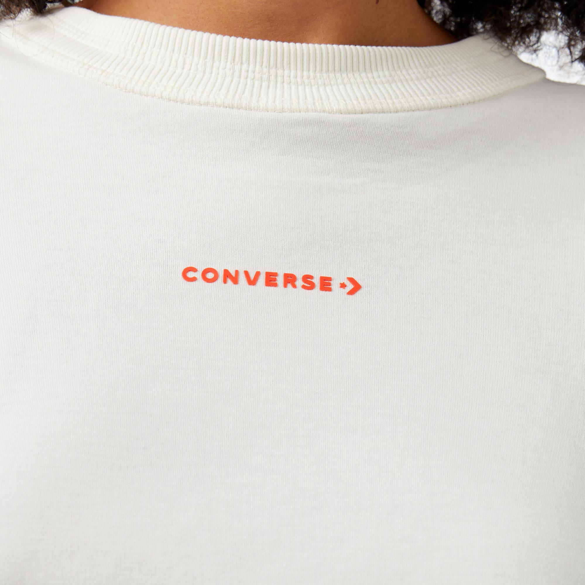 Converse Star Chevron Baskılı Kadın Beyaz T-Shirt