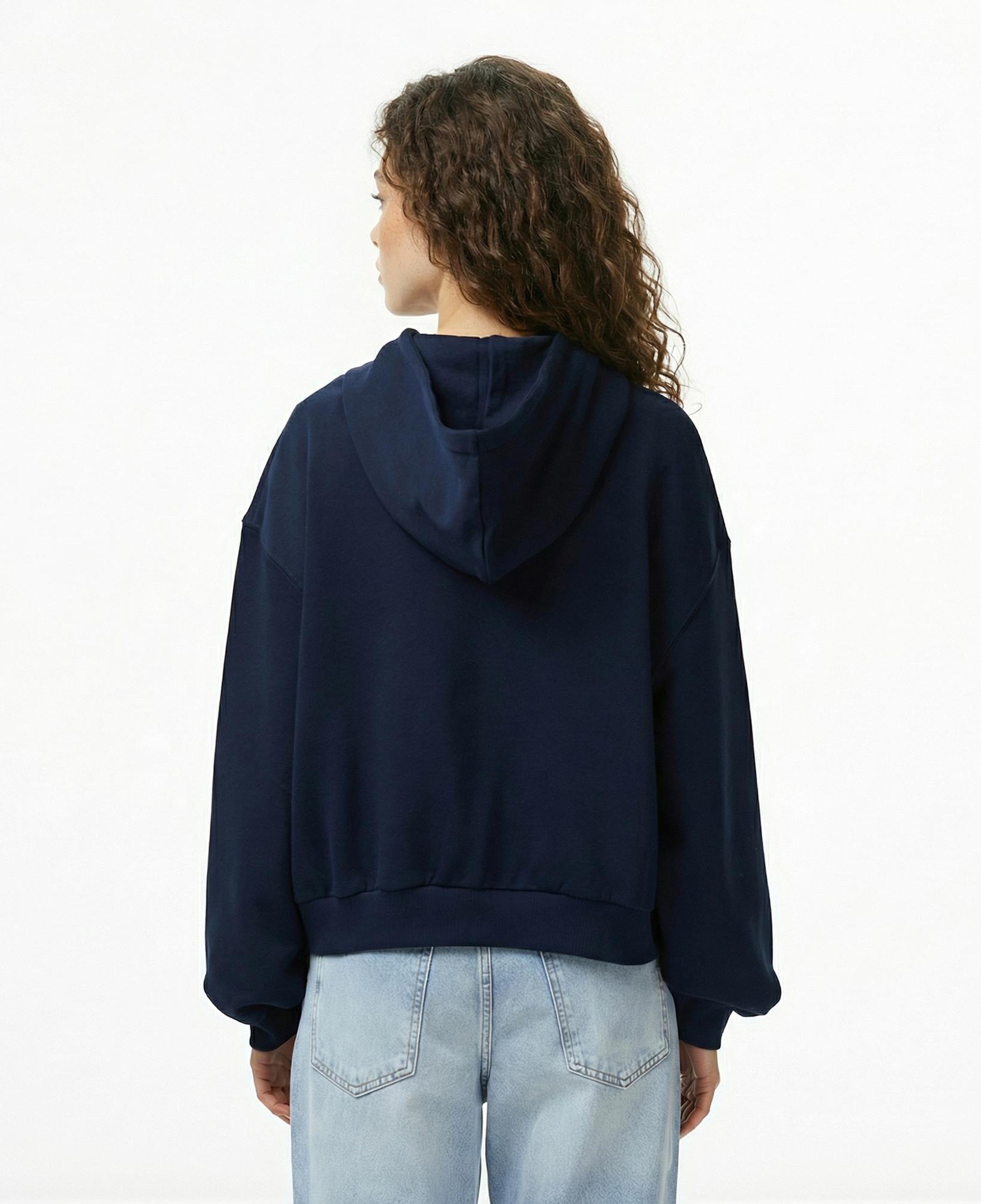 Tommy Hilfiger Classic Script Terry Kadın Lacivert Hoodie