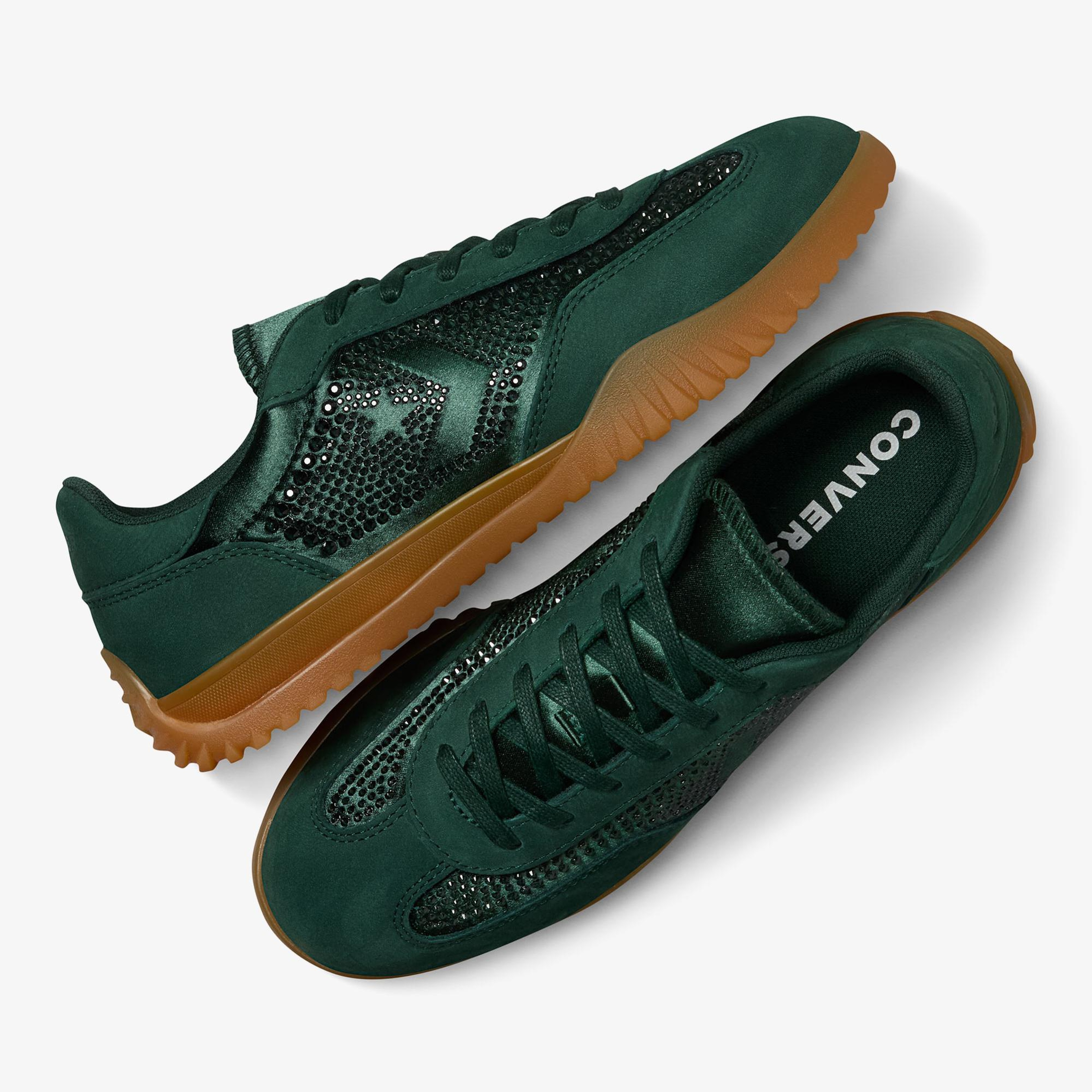 Converse x Swarovski Run Star Trainer Unisex Yeşil Deri Sneaker