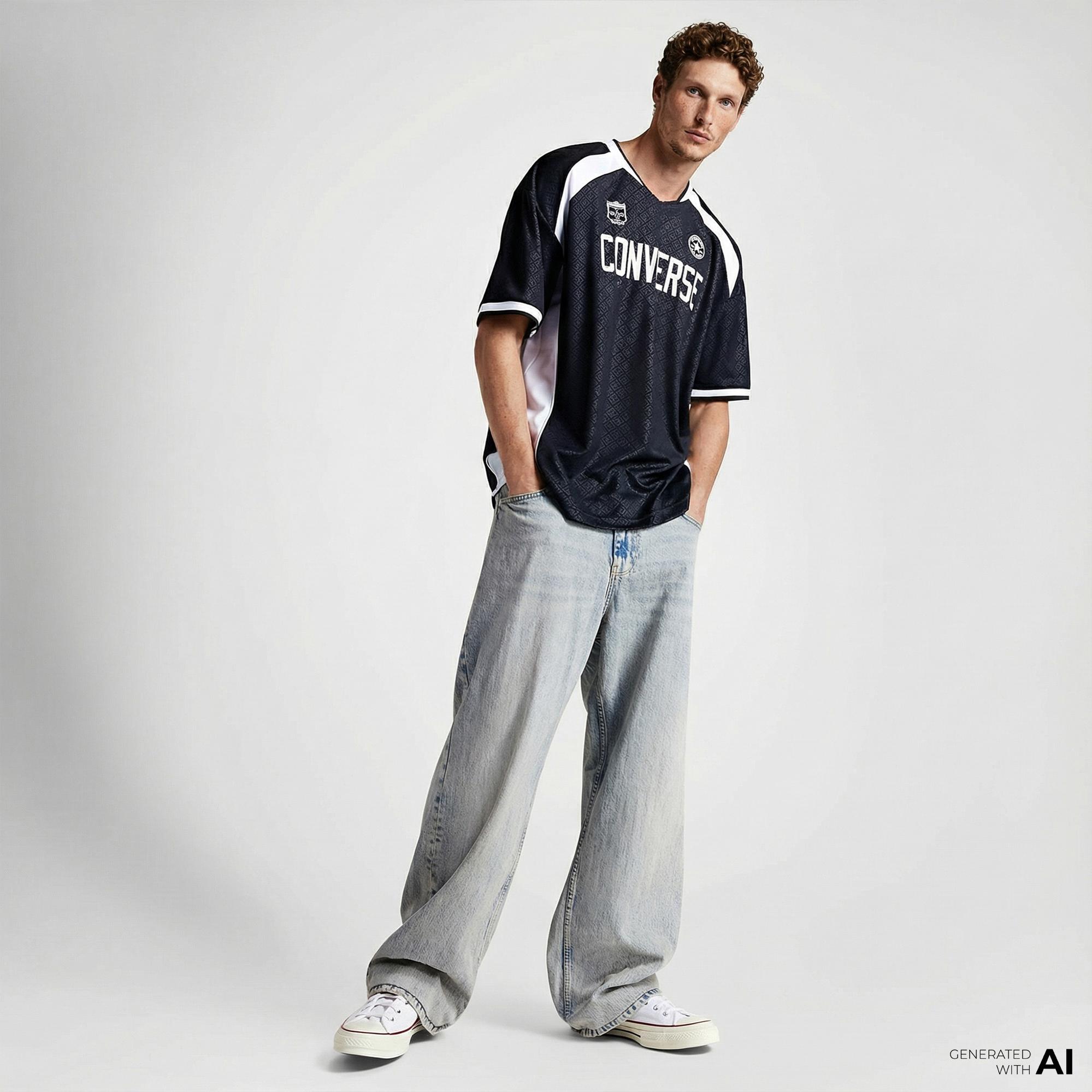 Converse Erkek Baskılı Siyah Forma