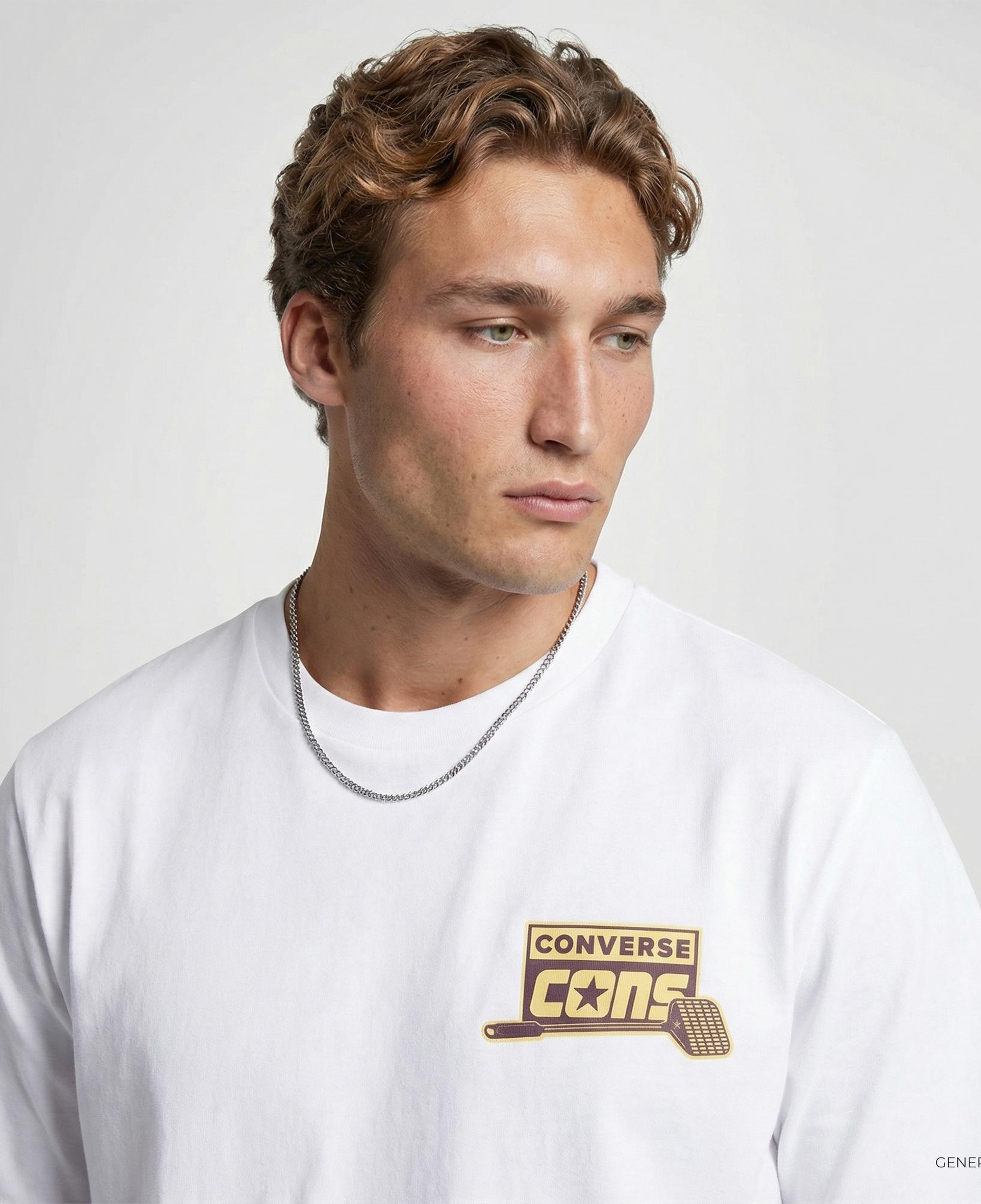 Converse Erkek Loose Fit Baskılı Beyaz T-Shirt