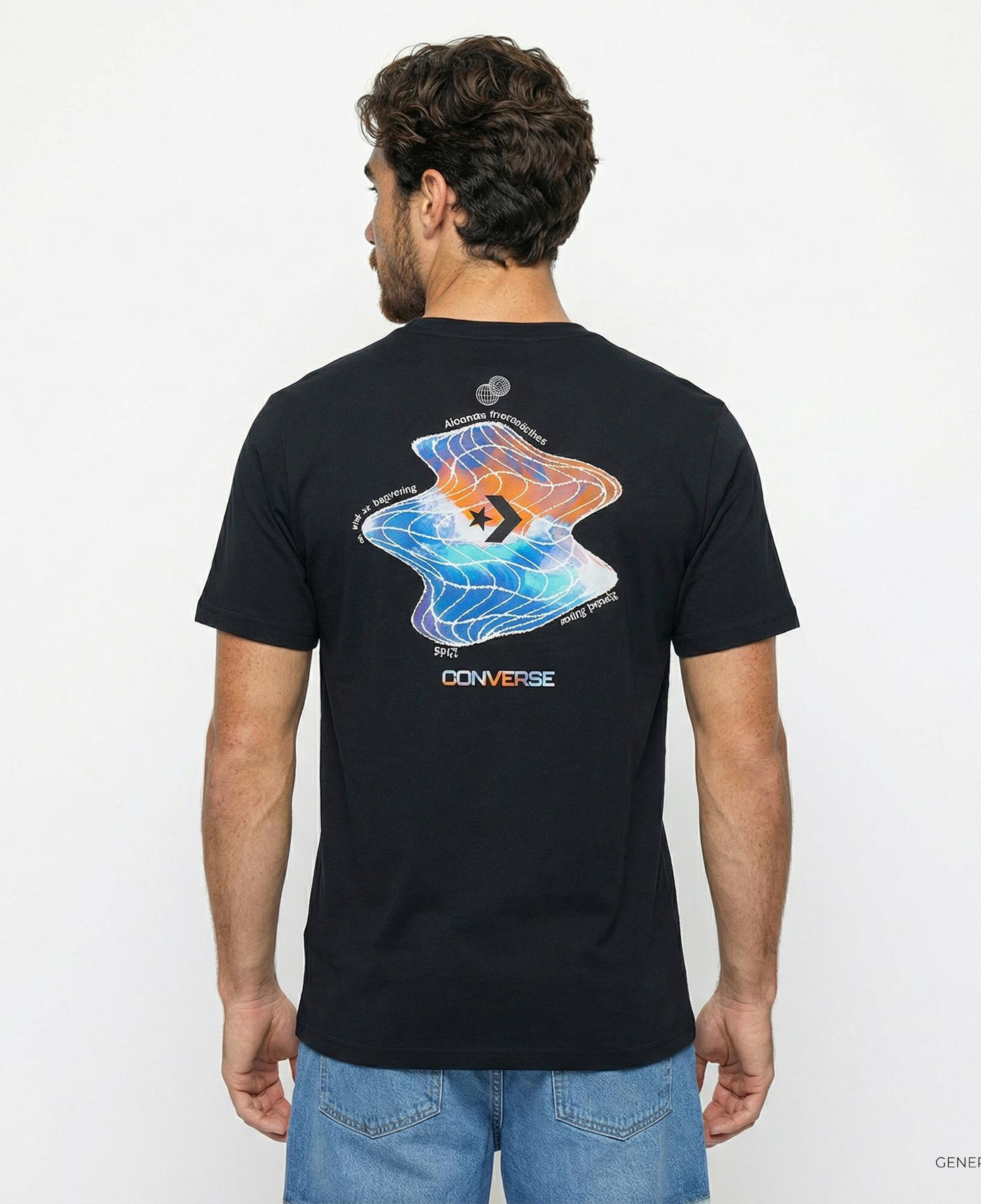 Converse Erkek Loose Fit Grafik Baskılı Siyah T-Shirt