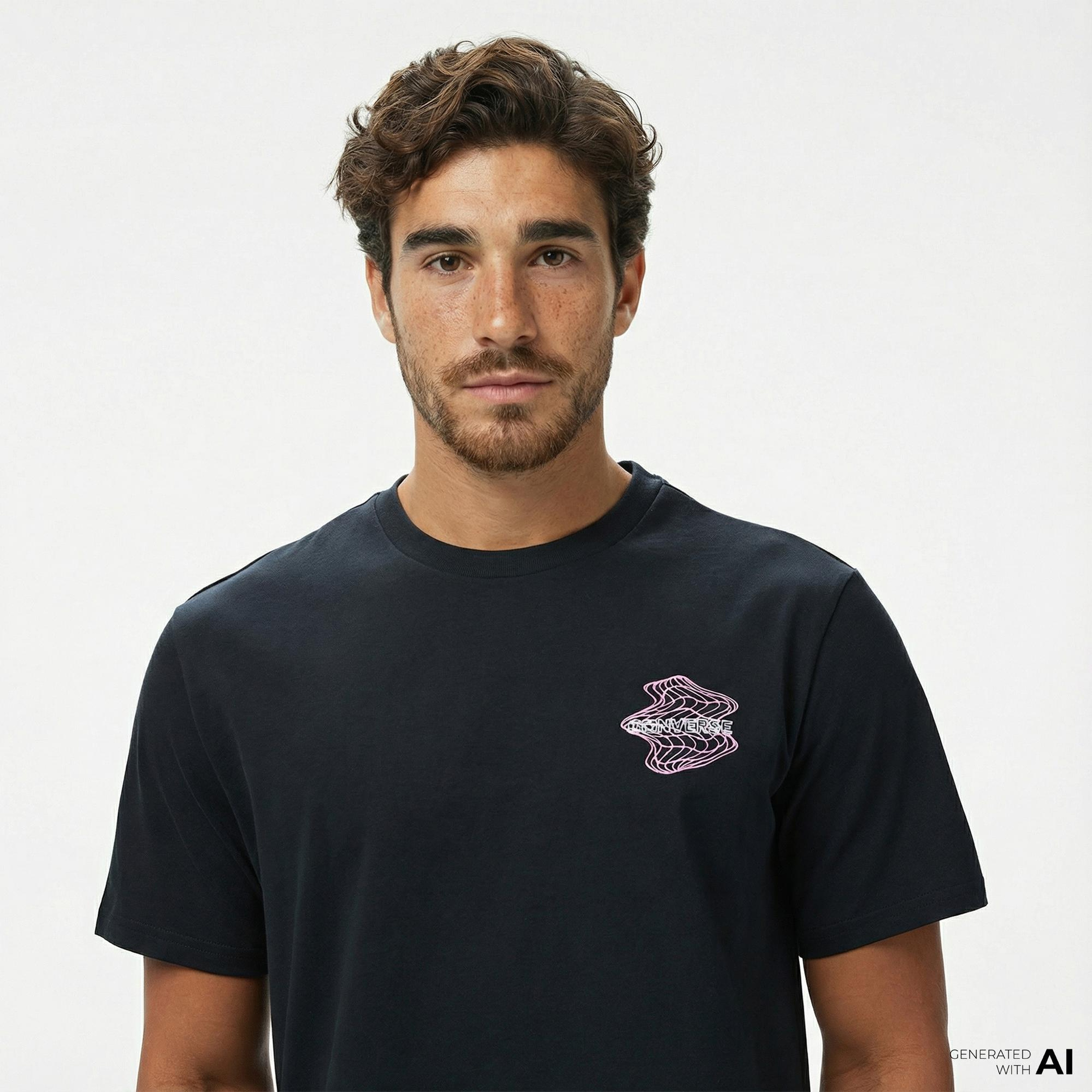 Converse Erkek Loose Fit Grafik Baskılı Siyah T-Shirt