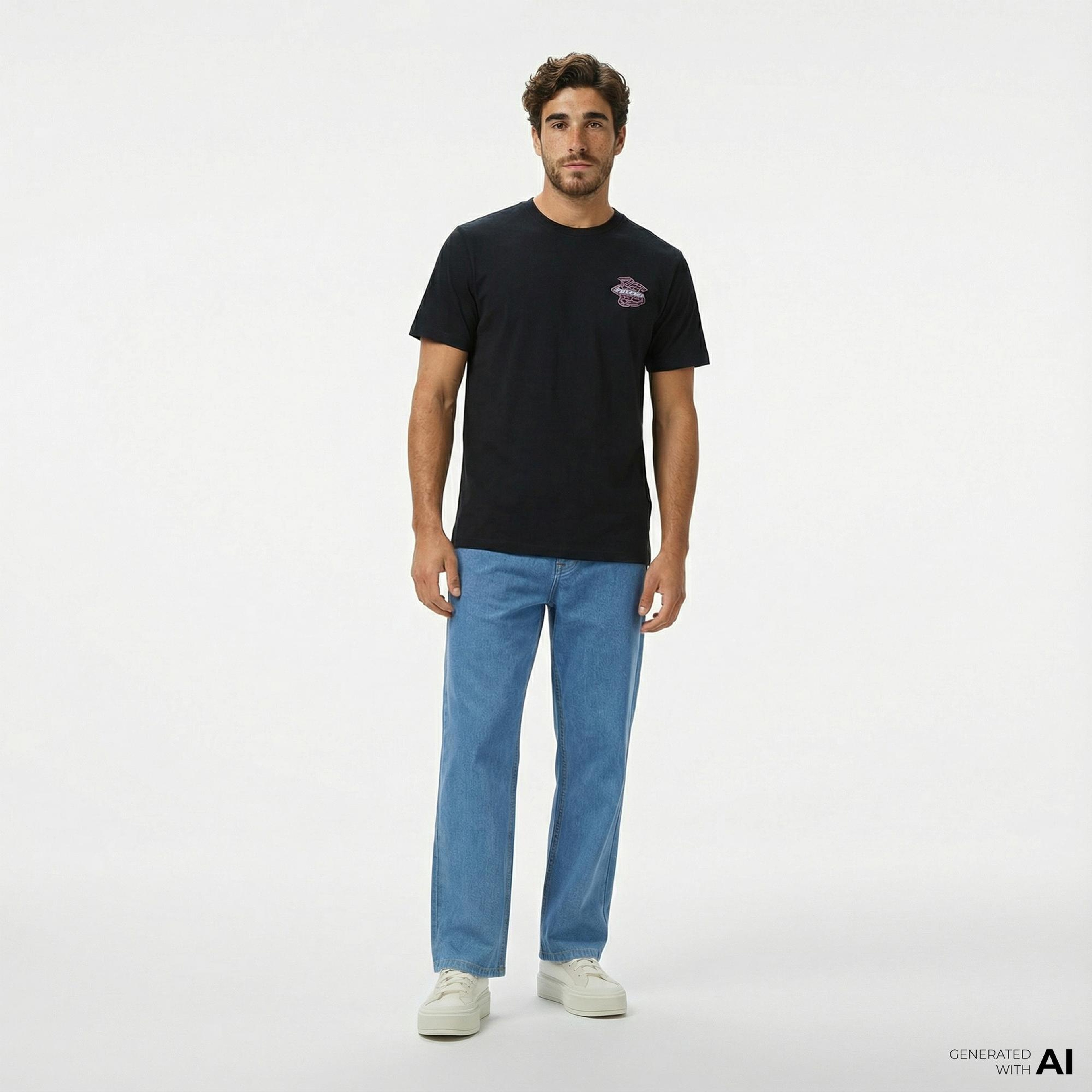 Converse Erkek Loose Fit Grafik Baskılı Siyah T-Shirt