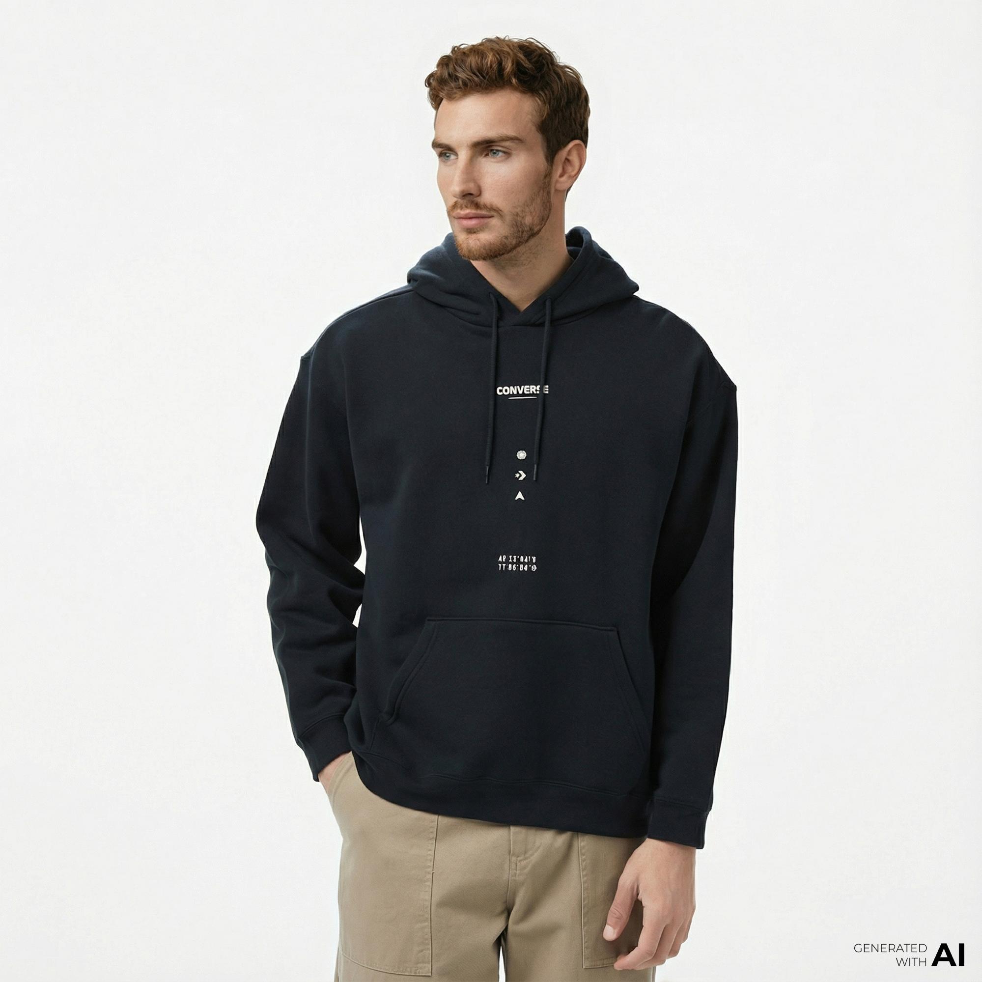Converse Erkek Loose Fit Siyah Hoodie