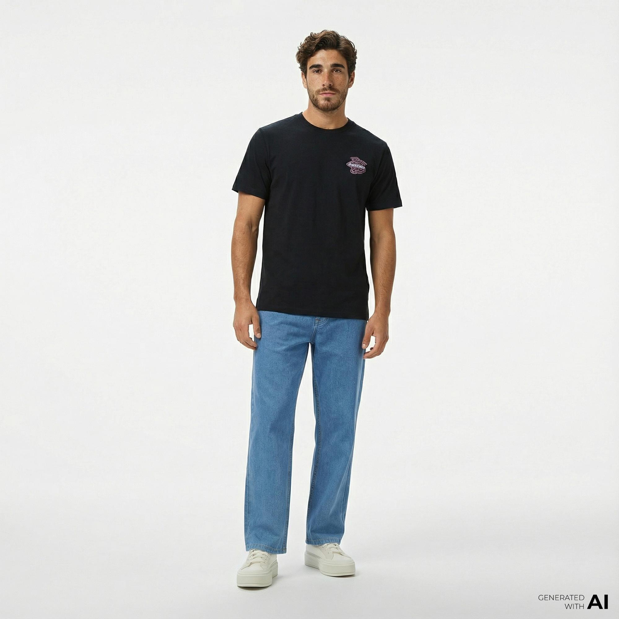 Converse Erkek Loose Fit Grafik Baskılı Siyah T-Shirt