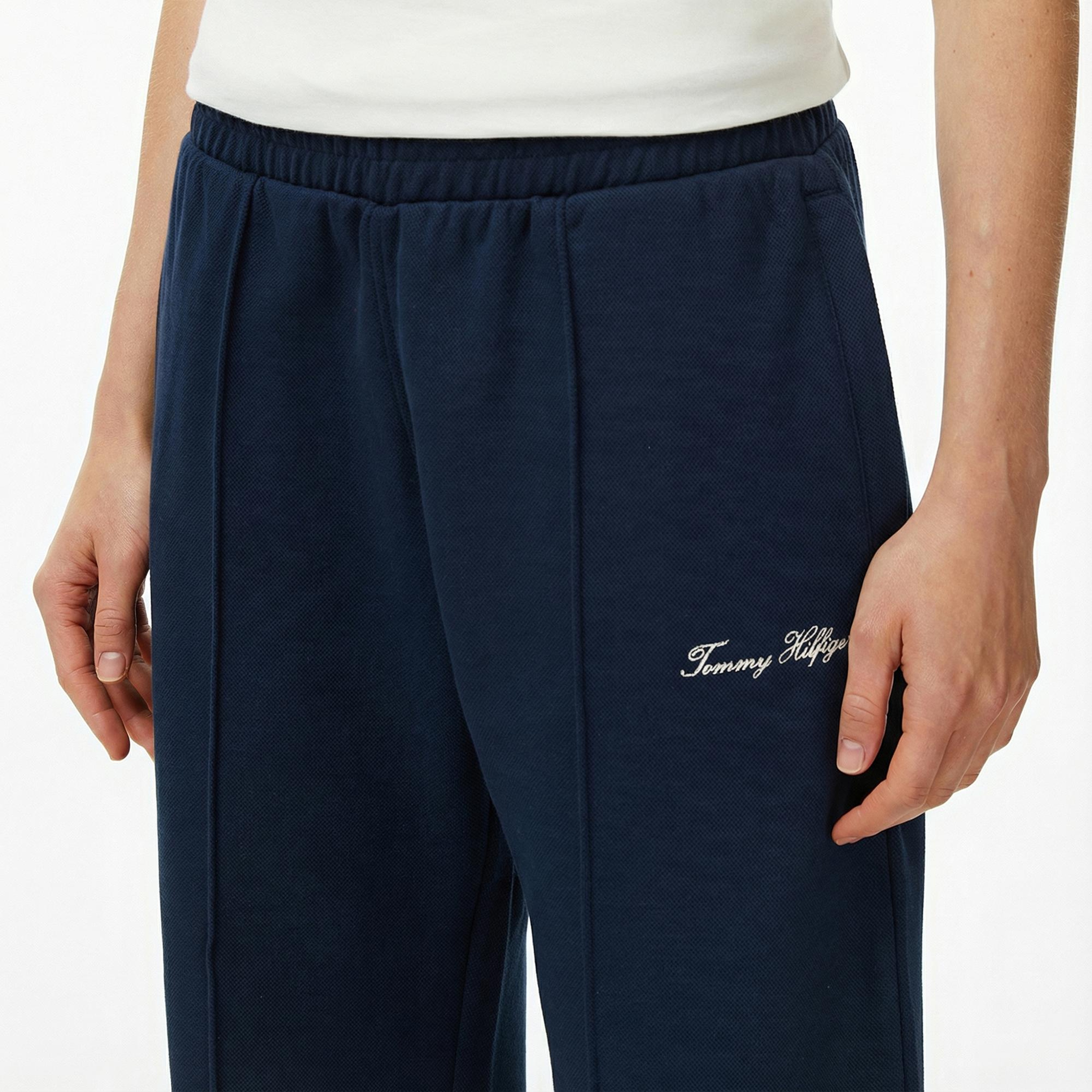 Tommy Hilfiger Script Straight Pique Kadın Lacivert Eşofman Altı