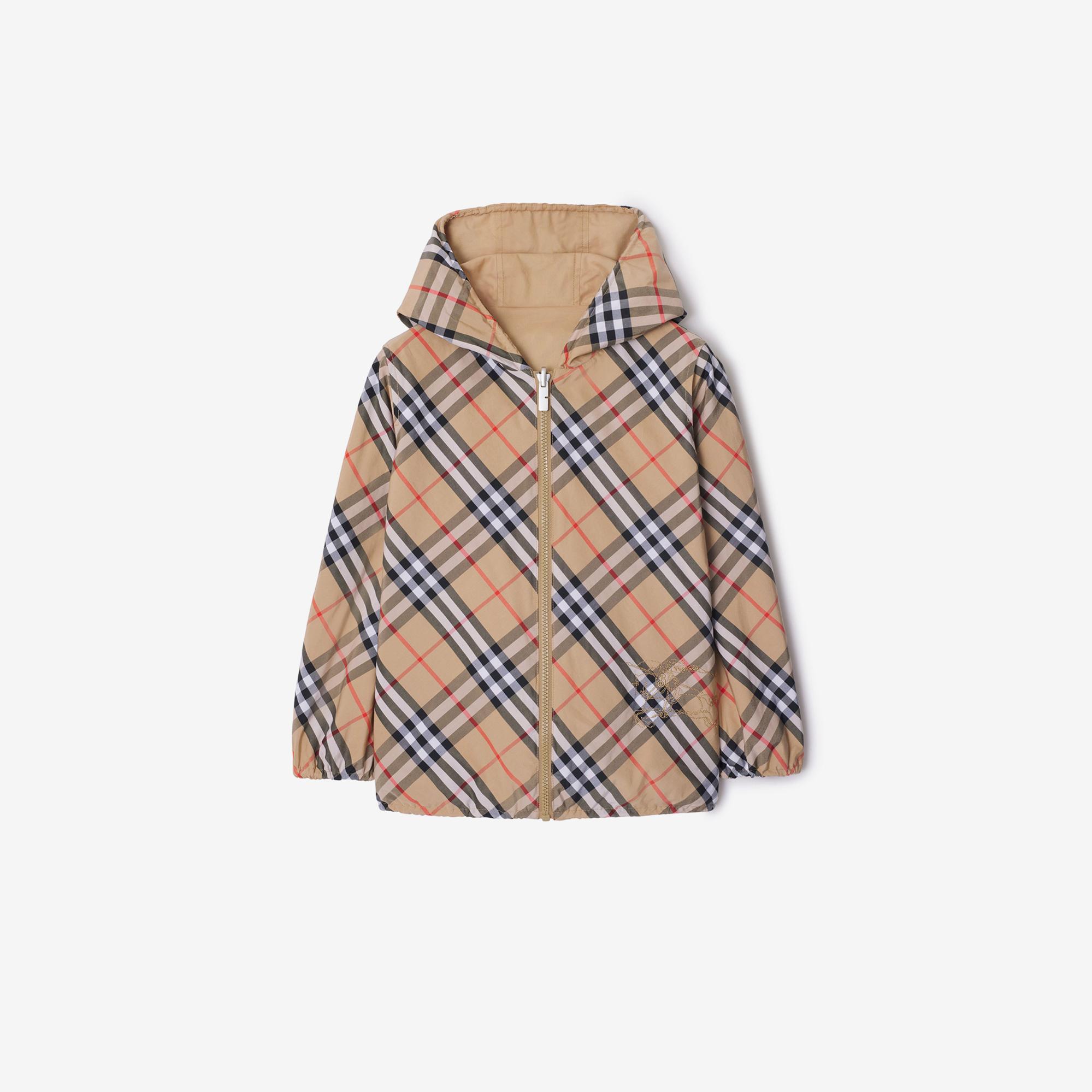 Burberry Reversible Check Pamuk Karışımlı Çocuk Bej Ceket