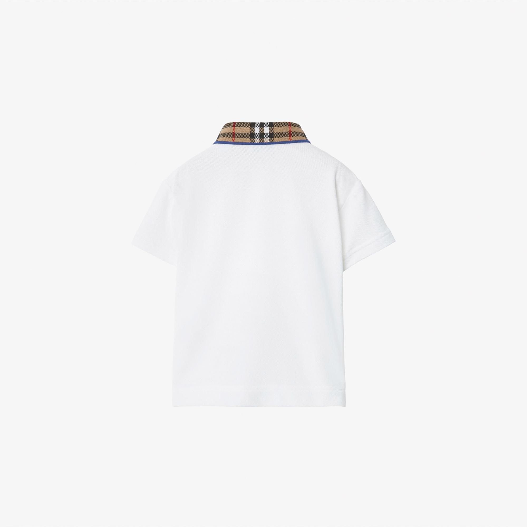 Burberry Check Yaka Detaylı Pamuklu Çocuk Beyaz Polo