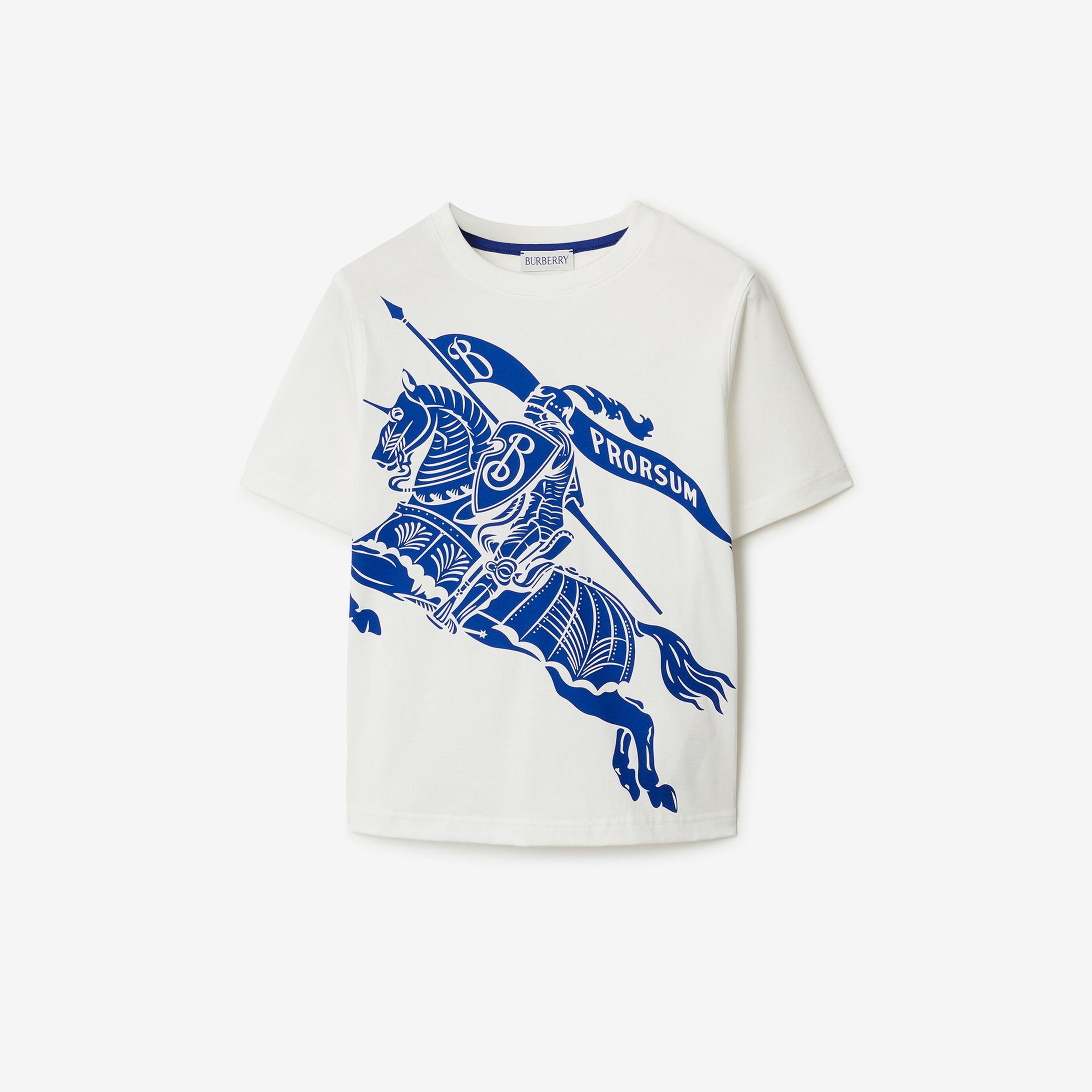 Burberry Cedar Knight Cotton Çocuk Beyaz T-Shirt