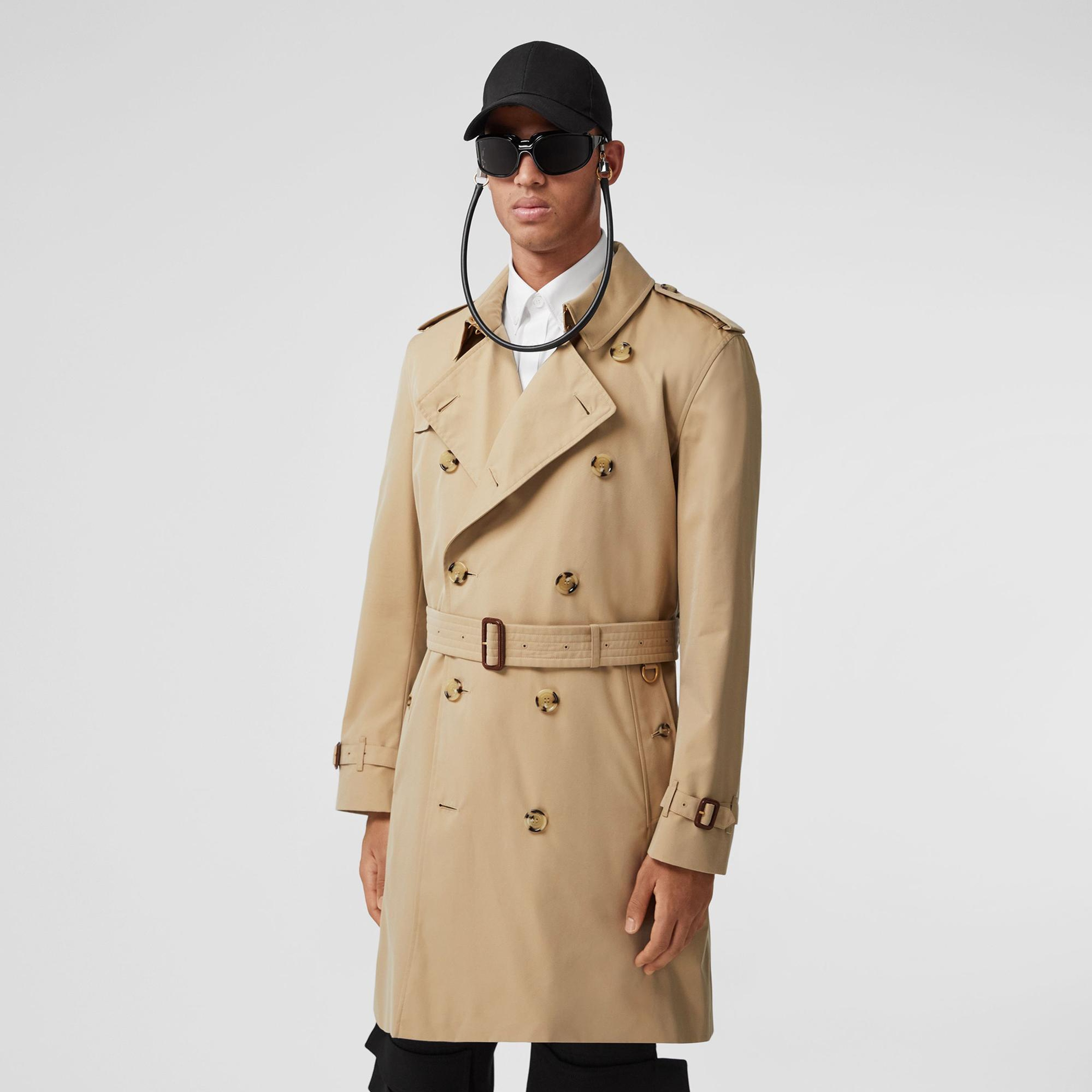 Burberry The Mid-Length Kensington Heritage Erkek Bej Trençkot
