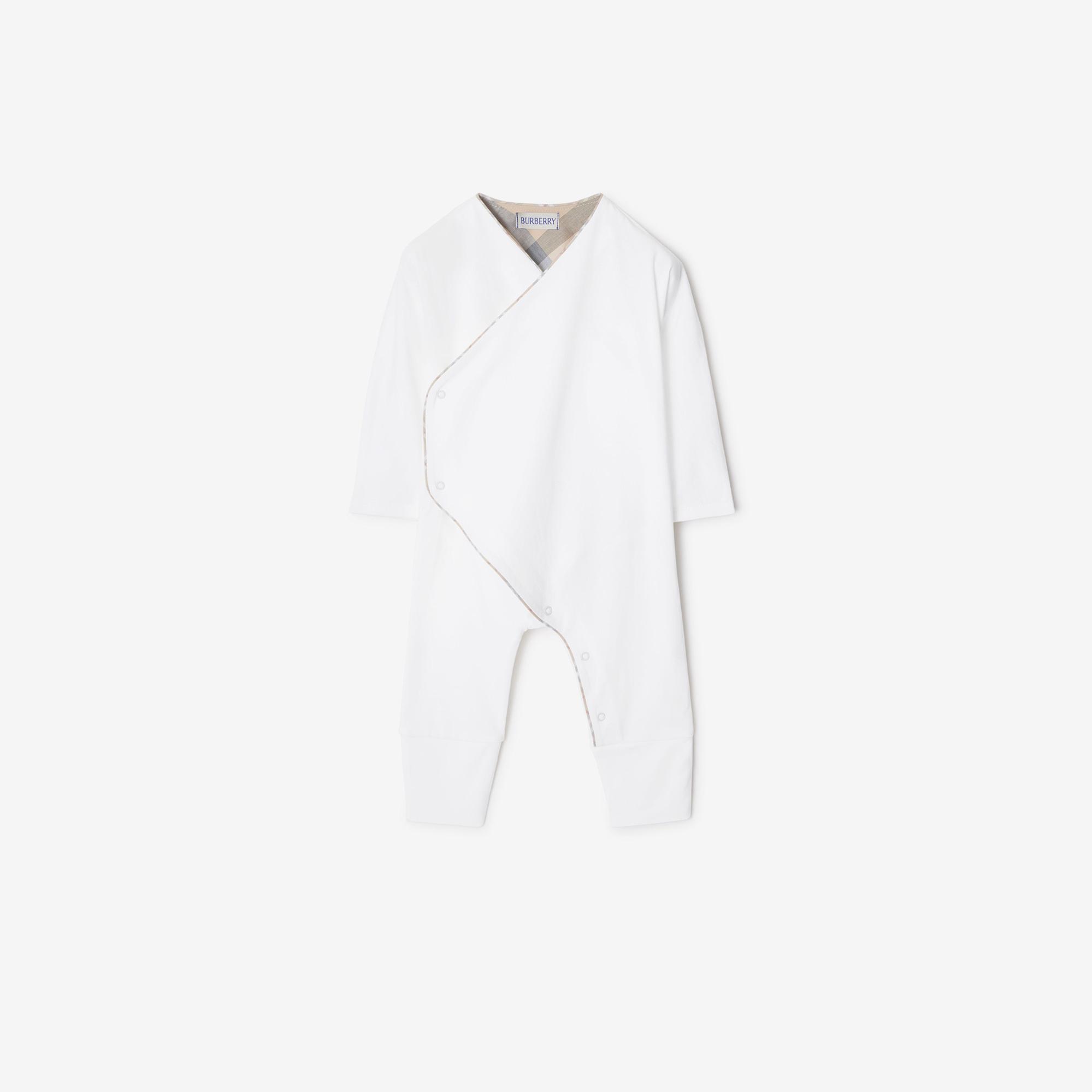 Burberry Pamuklu 2 Parça Bebek Çocuk Beyaz Bebek Takımı