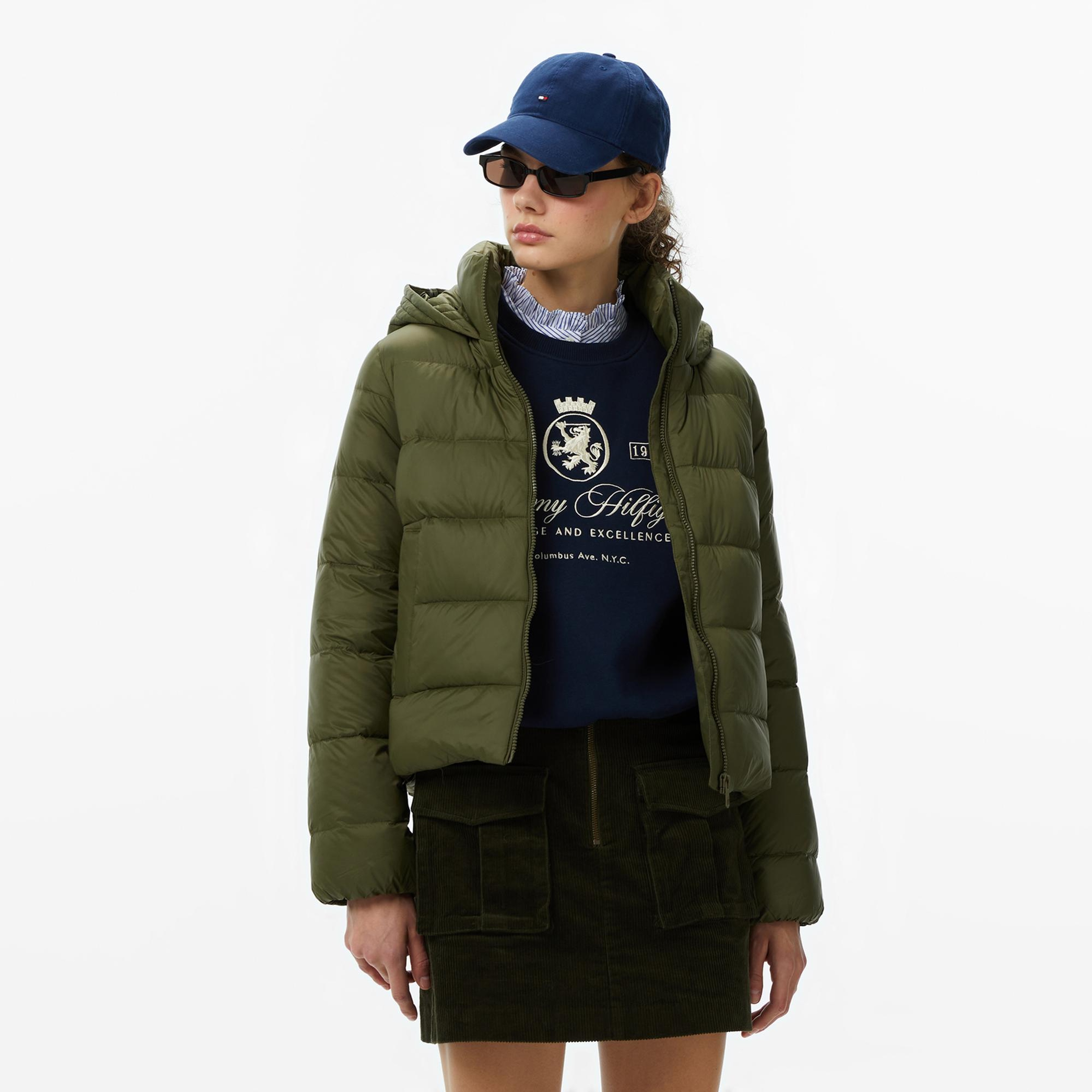 Tommy Hilfiger Casual Down Kadın Haki Puffer Mont