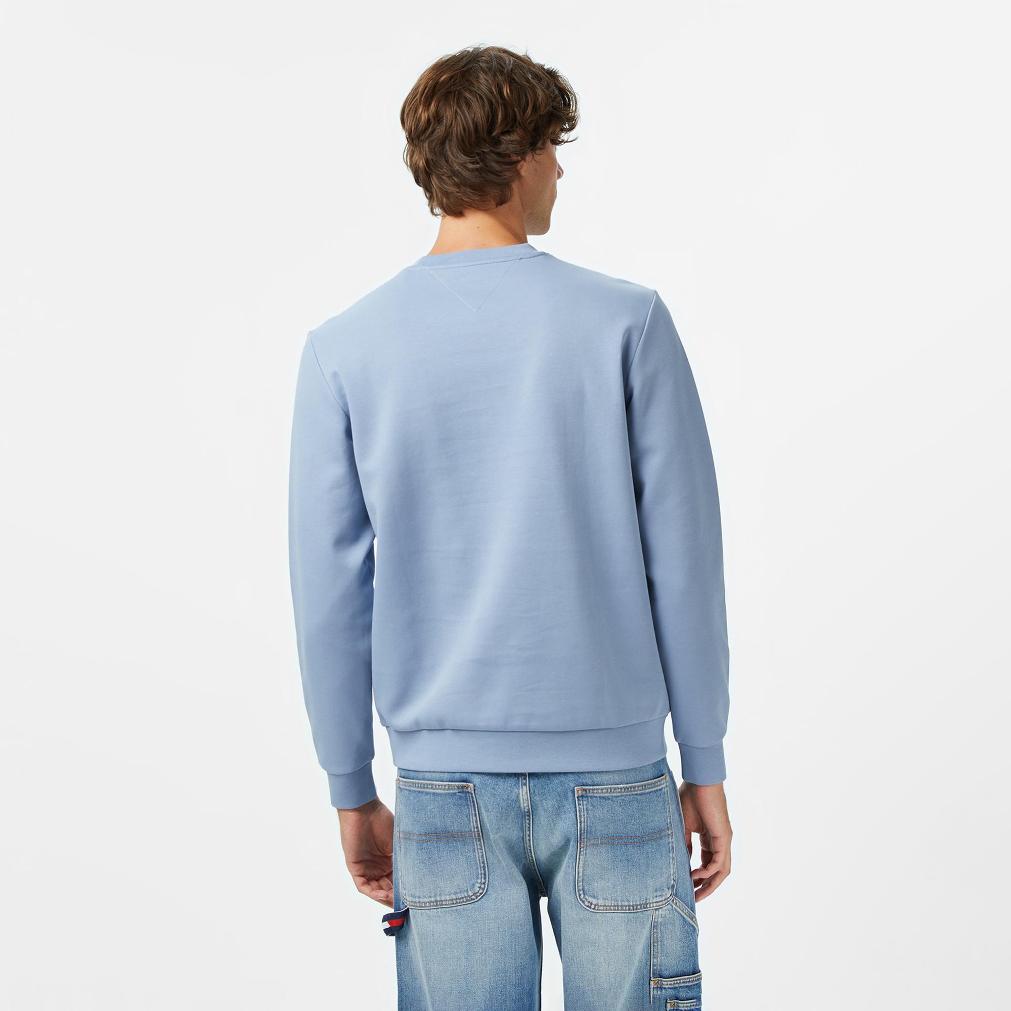 Tommy Hilfiger Essential Intechno Yuvarlak Yaka Erkek Mavi Sweatshirt